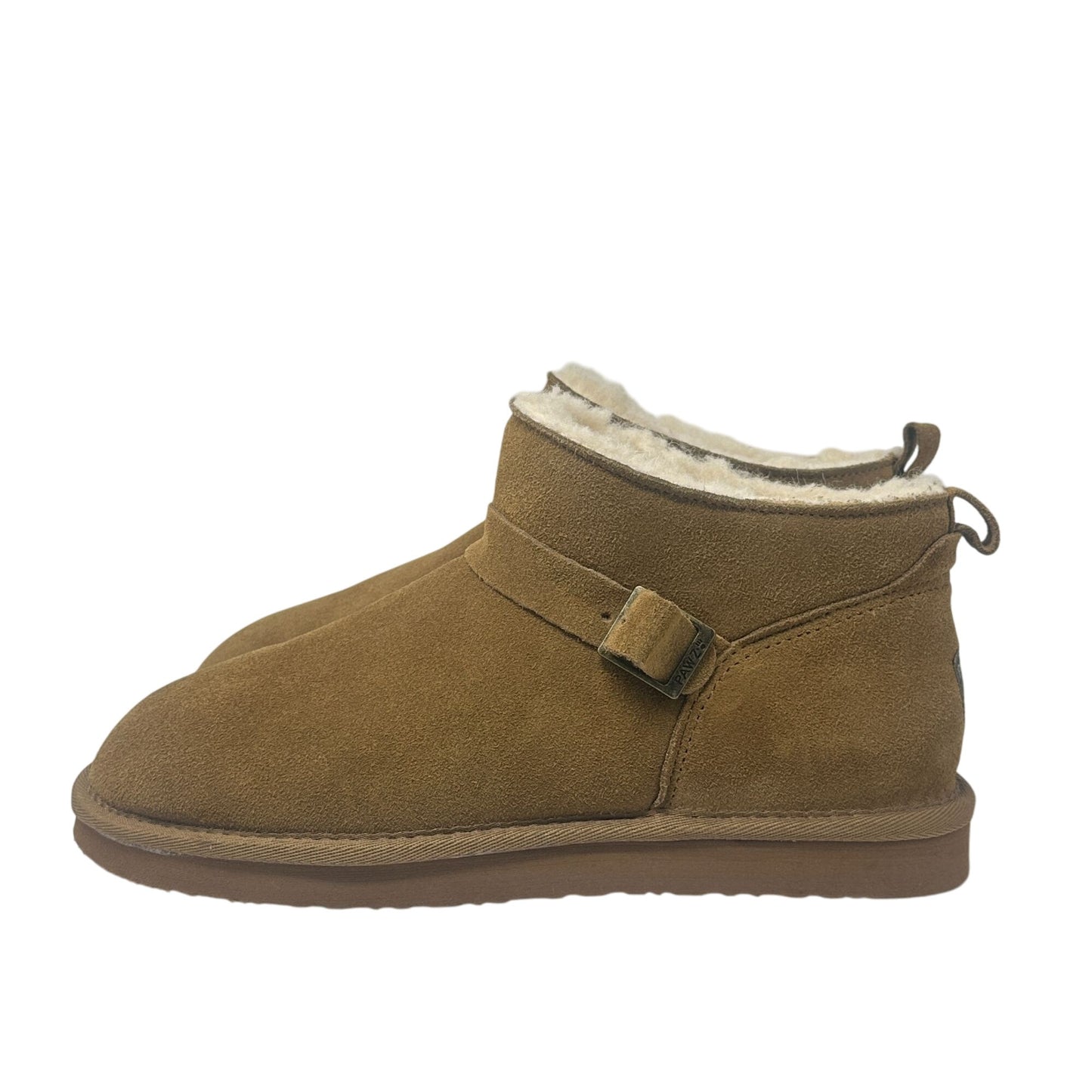 Bearpaw Slip-On Ankle Boots Womens 11 Pawz Brown Suede Leather Buckle NWT Cozy