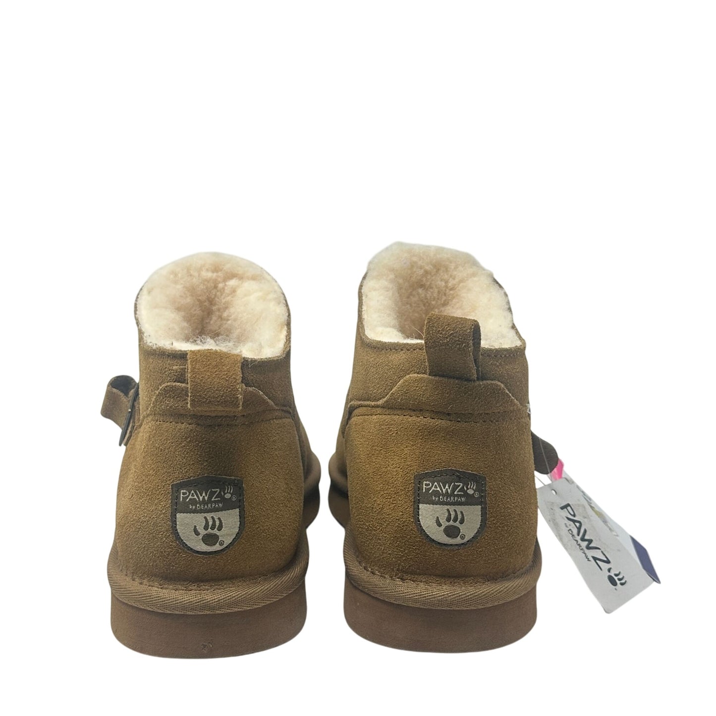 Bearpaw Slip-On Ankle Boots Womens 11 Pawz Brown Suede Leather Buckle NWT Cozy