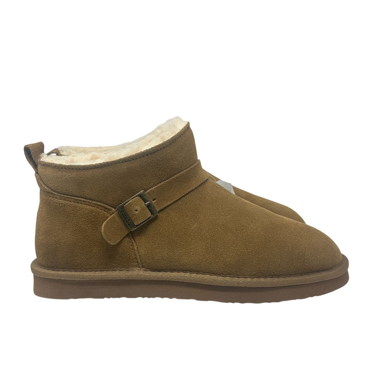 Bearpaw Slip-On Ankle Boots Womens 11 Pawz Brown Suede Leather Buckle NWT Cozy