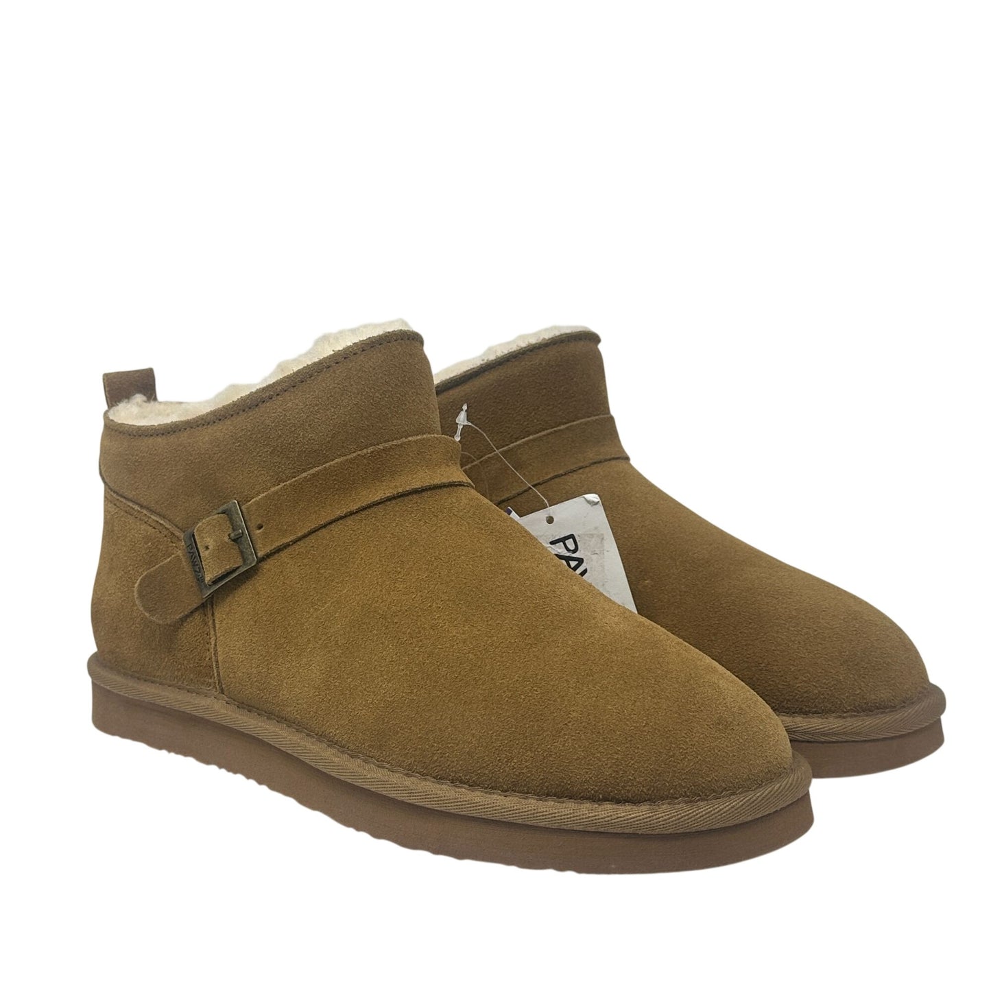 Bearpaw Slip-On Ankle Boots Womens 11 Pawz Brown Suede Leather Buckle NWT Cozy