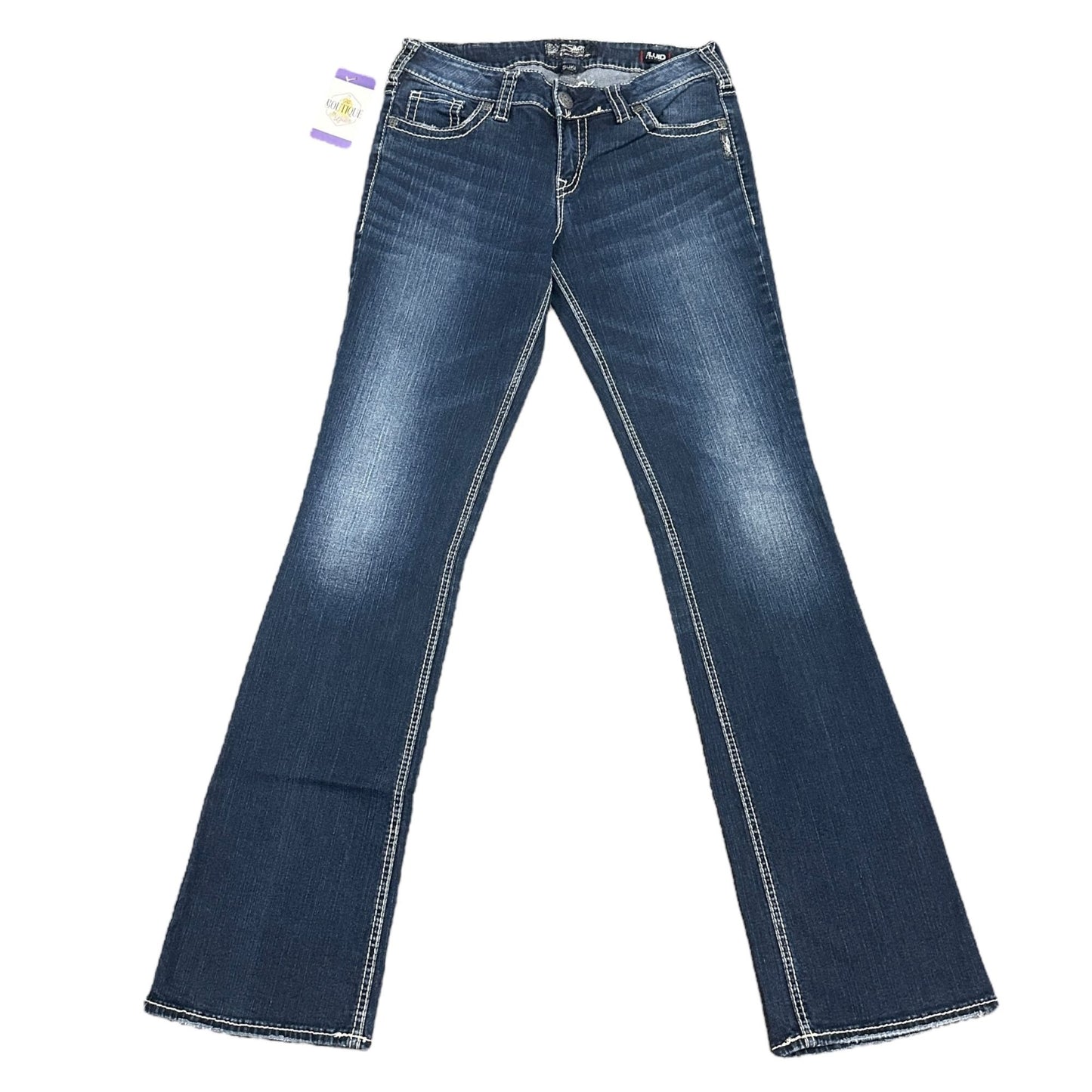 Silver Jeans Suki Mid Slim Boot Jeans Womens 31x35 Long Inseam Faux Flap Pockets