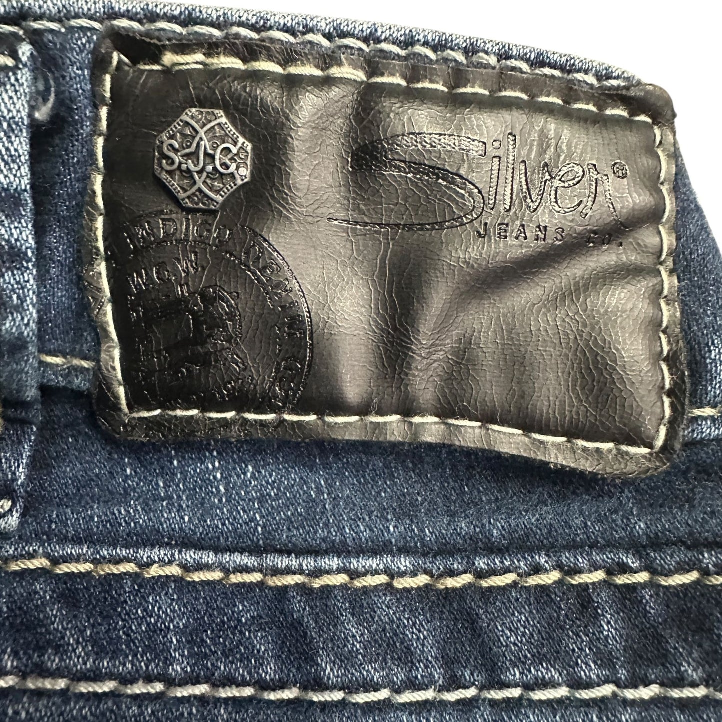 Silver Jeans Suki Mid Slim Boot Jeans Womens 31x35 Long Inseam Faux Flap Pockets