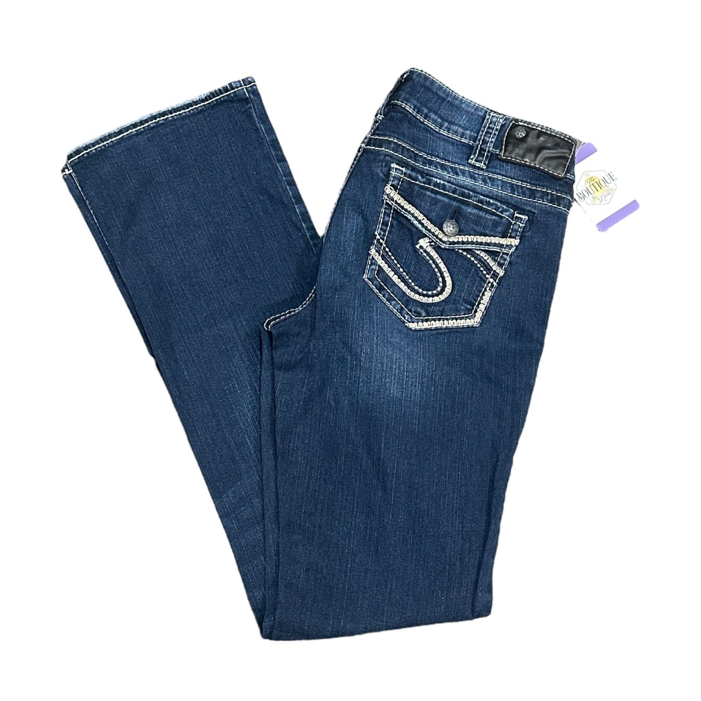 Silver Jeans Suki Mid Slim Boot Jeans Womens 31x35 Long Inseam Faux Flap Pockets