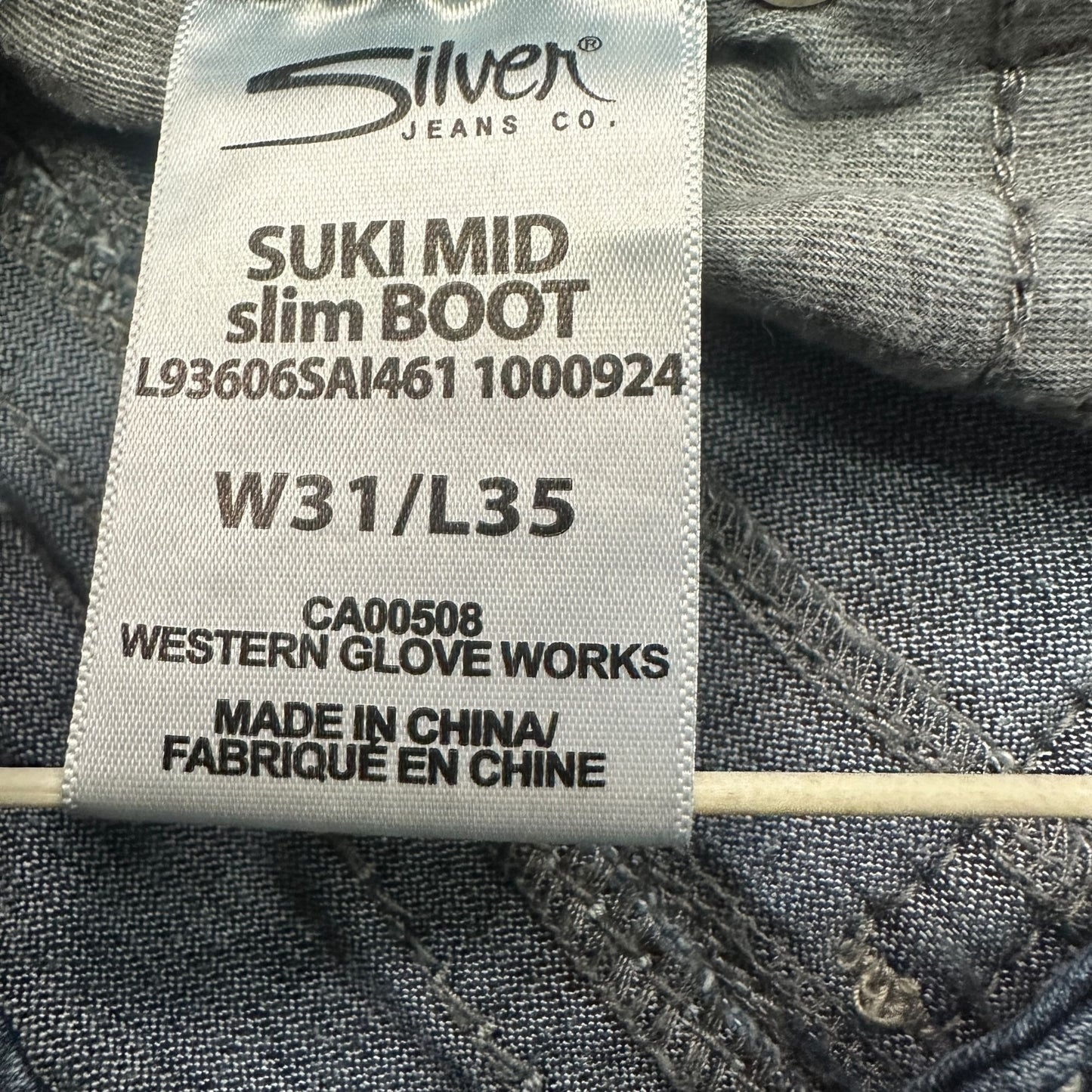 Silver Jeans Suki Mid Slim Boot Jeans Womens 31x35 Long Inseam Faux Flap Pockets
