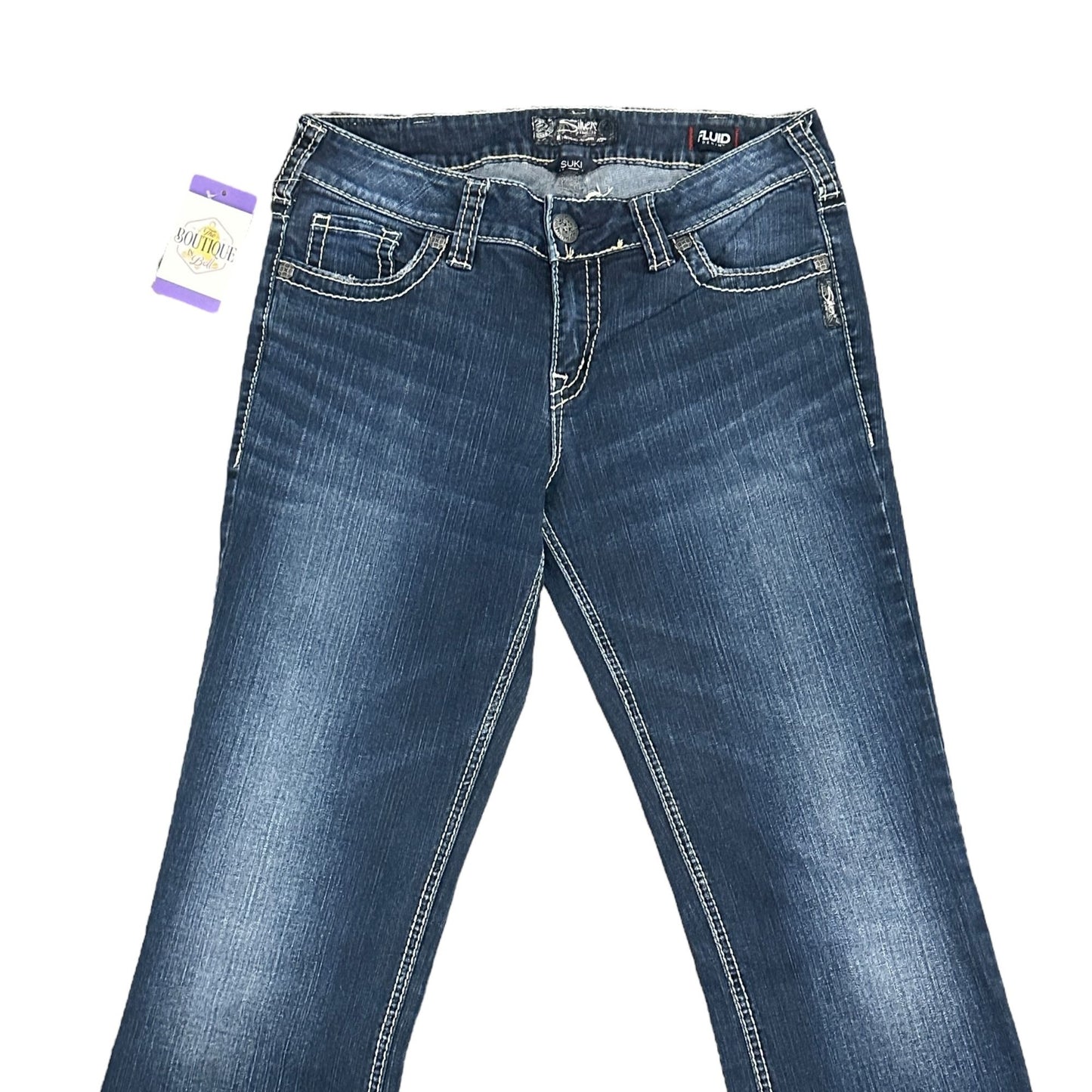 Silver Jeans Suki Mid Slim Boot Jeans Womens 31x35 Long Inseam Faux Flap Pockets