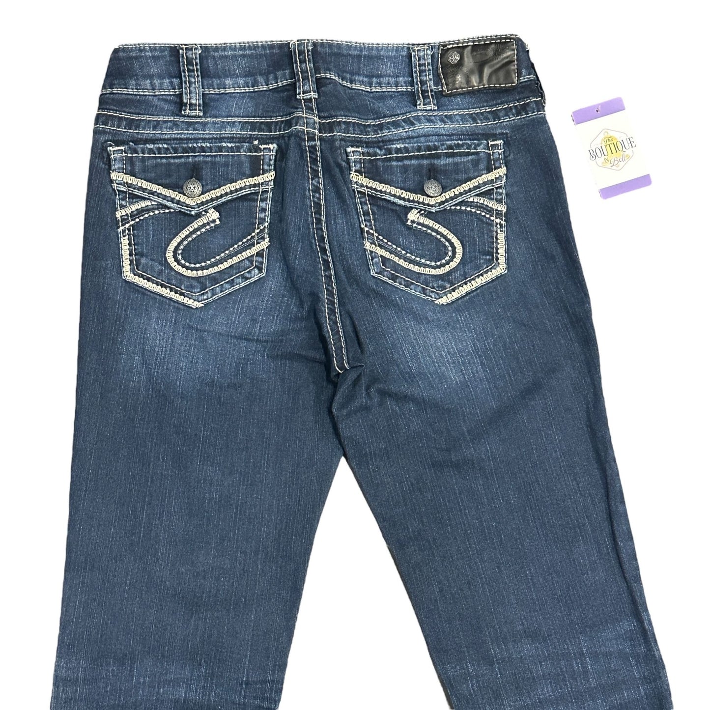 Silver Jeans Suki Mid Slim Boot Jeans Womens 31x35 Long Inseam Faux Flap Pockets