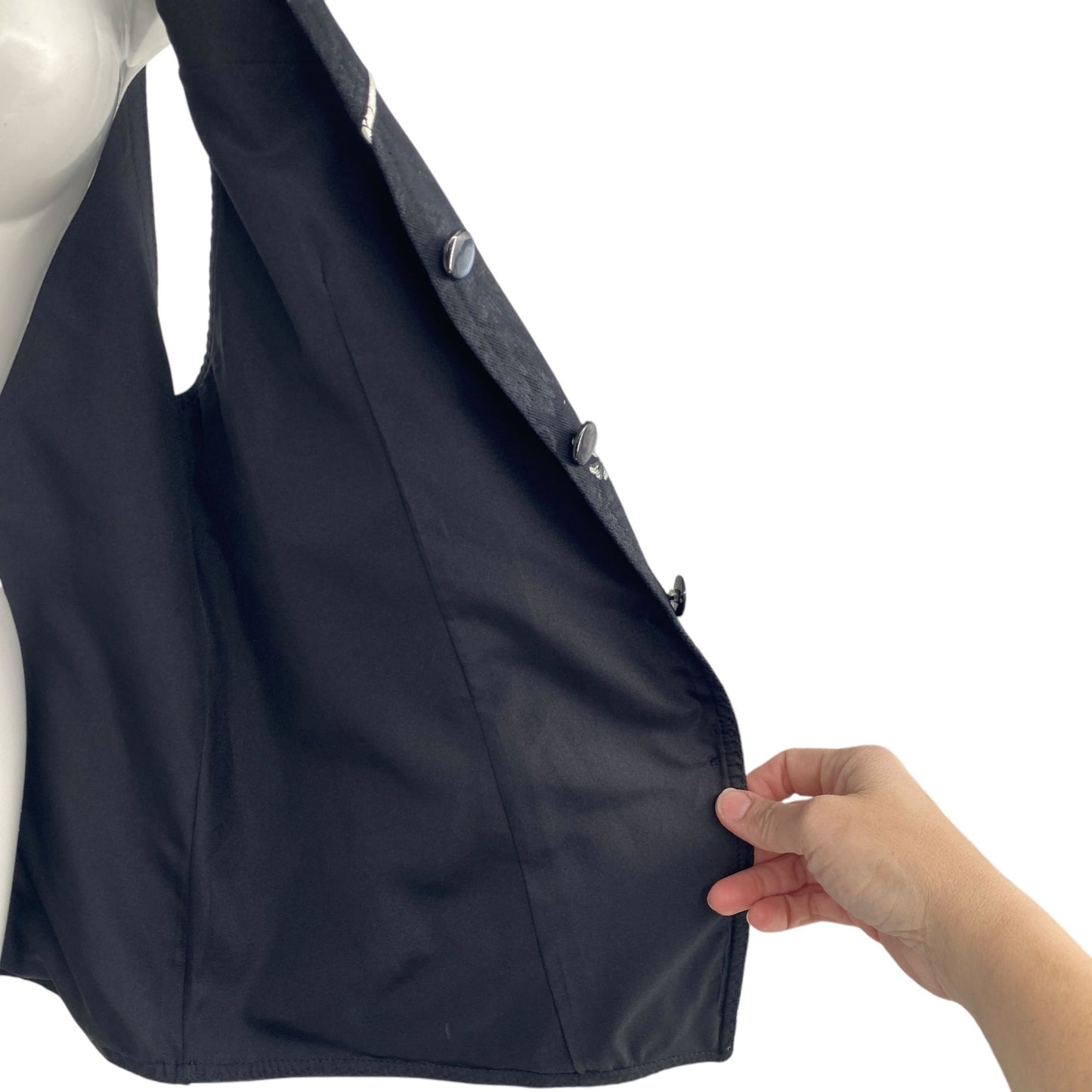 Vintage 90s Black Floral Tapestry Vest Fitted Button Dark Academia Whimsigoth