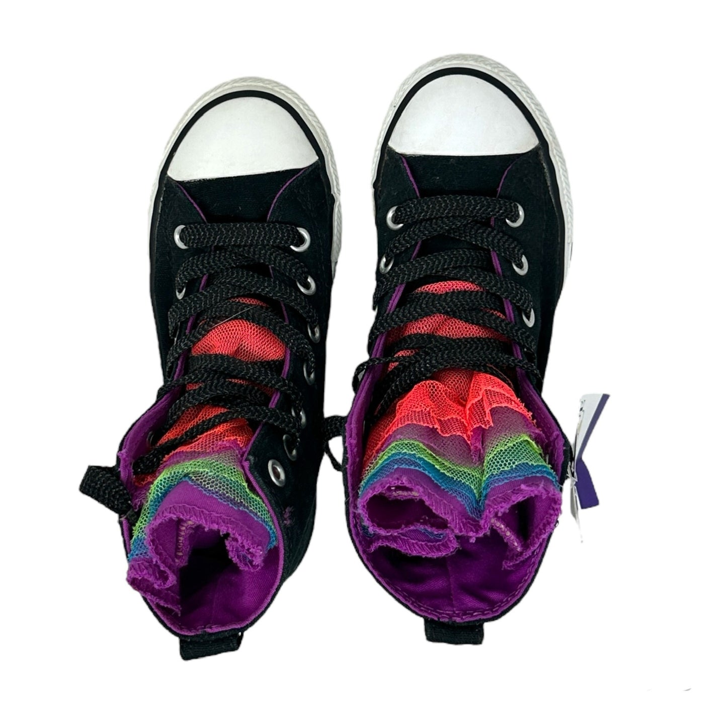 Converse Chuck Taylors Girls 13 Rainbow Tulle High Top Glitter Lace Up Sneakers