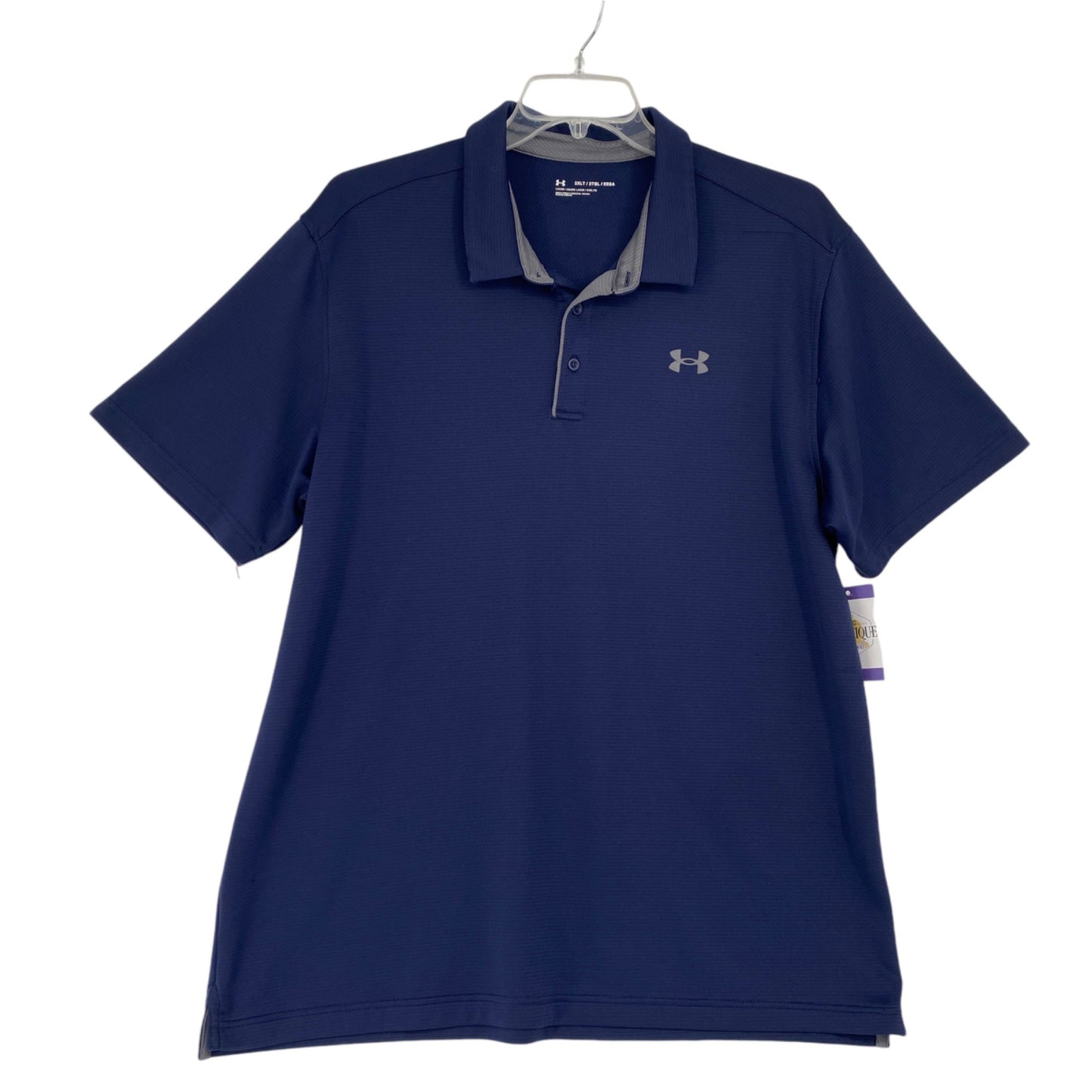 Under Armour Mens 2XLT Navy Golf Polo Shirt Performance Short Sleeve Stretch