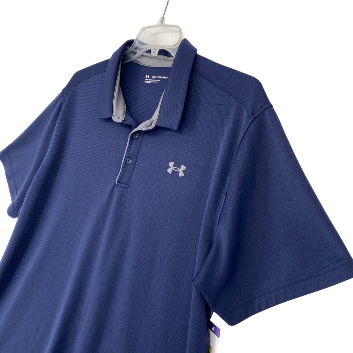 Under Armour Mens 2XLT Navy Golf Polo Shirt Performance Short Sleeve Stretch