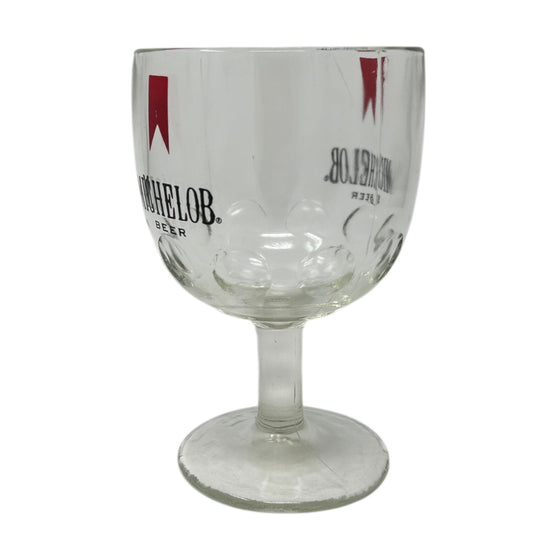 Vintage Michelob Beer Thumbprint Goblet Glass 16 oz Red Logo Barware Breweriana