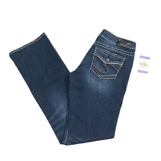 Silver Jeans Co Suki Mid Slim Boot Cut Jean Distressed Thick Stitch Womens 29X35