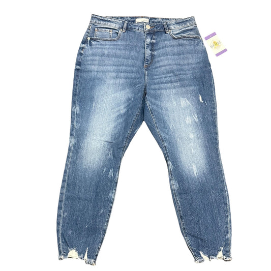 LOFT Distressed Slim Pocket Skinny Crop Jeans Womens Petite 12/31 Blue Raw Hem