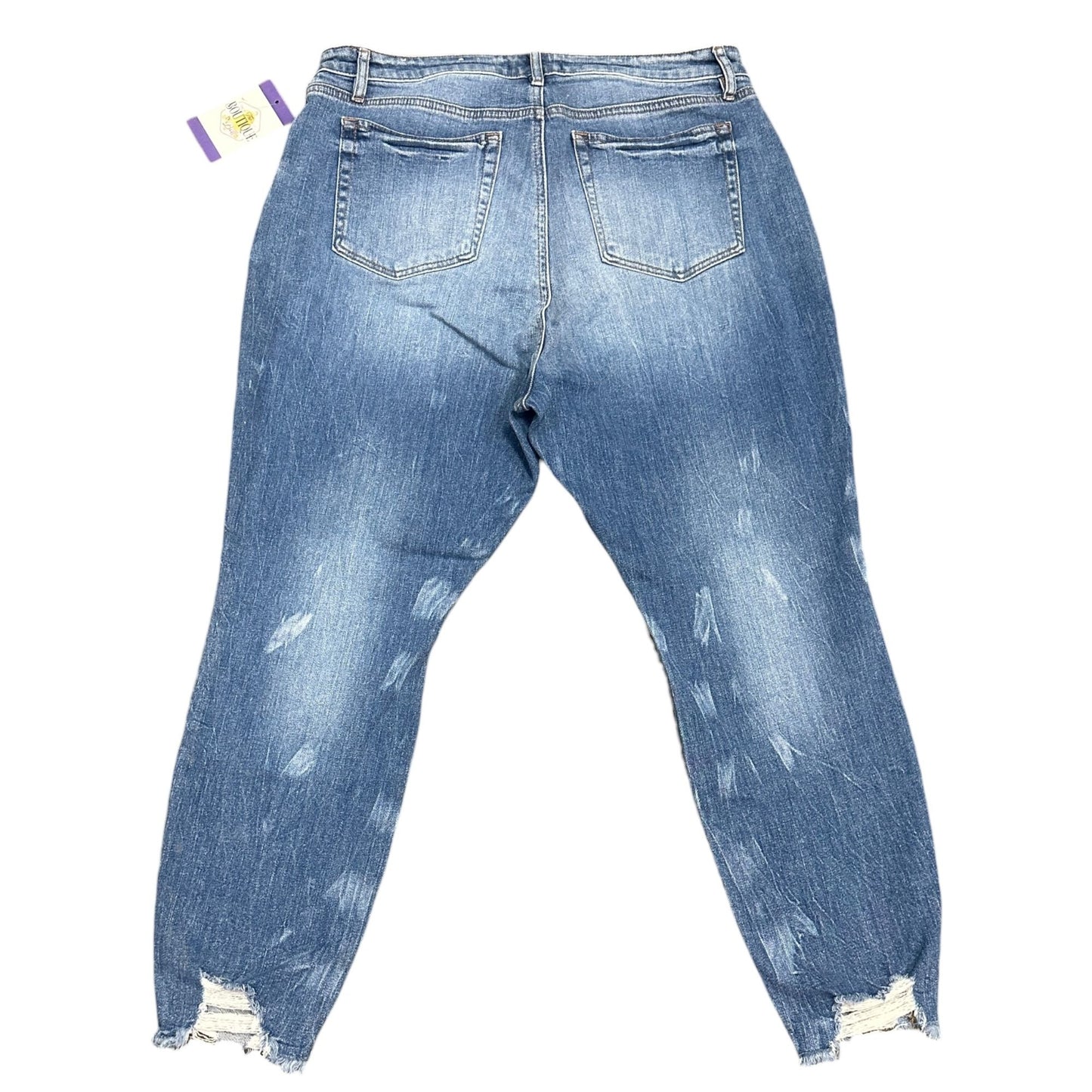 LOFT Distressed Slim Pocket Skinny Crop Jeans Womens Petite 12/31 Blue Raw Hem