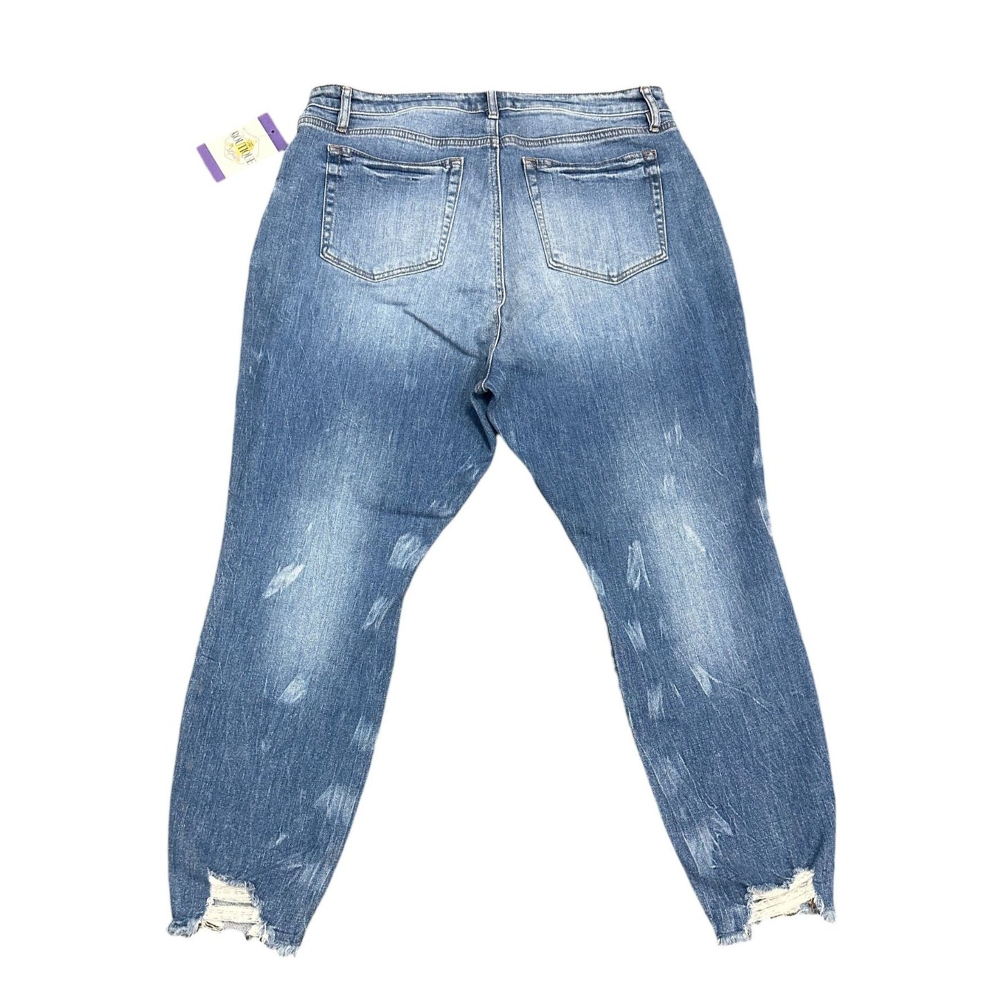 LOFT Distressed Slim Pocket Skinny Crop Jeans Womens Petite 12/31 Blue Raw Hem