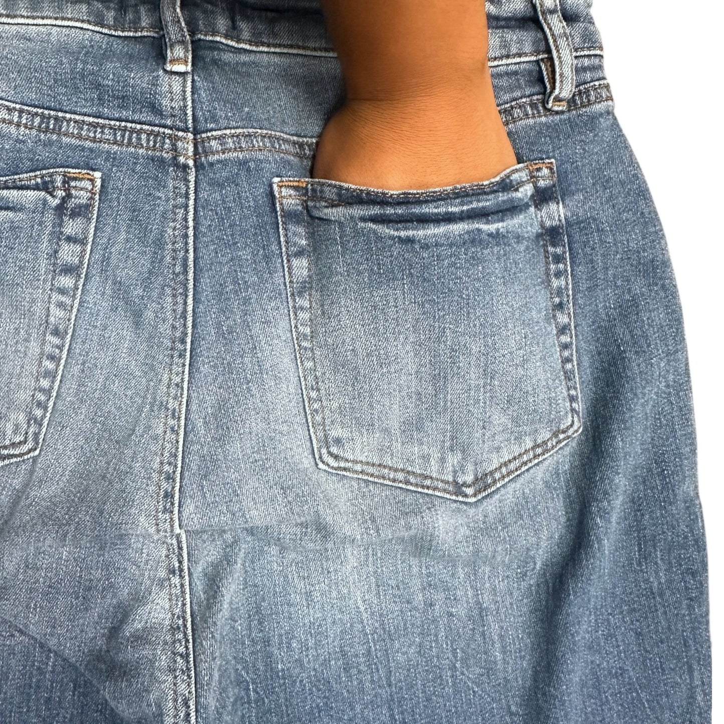 LOFT Distressed Slim Pocket Skinny Crop Jeans Womens Petite 12/31 Blue Raw Hem