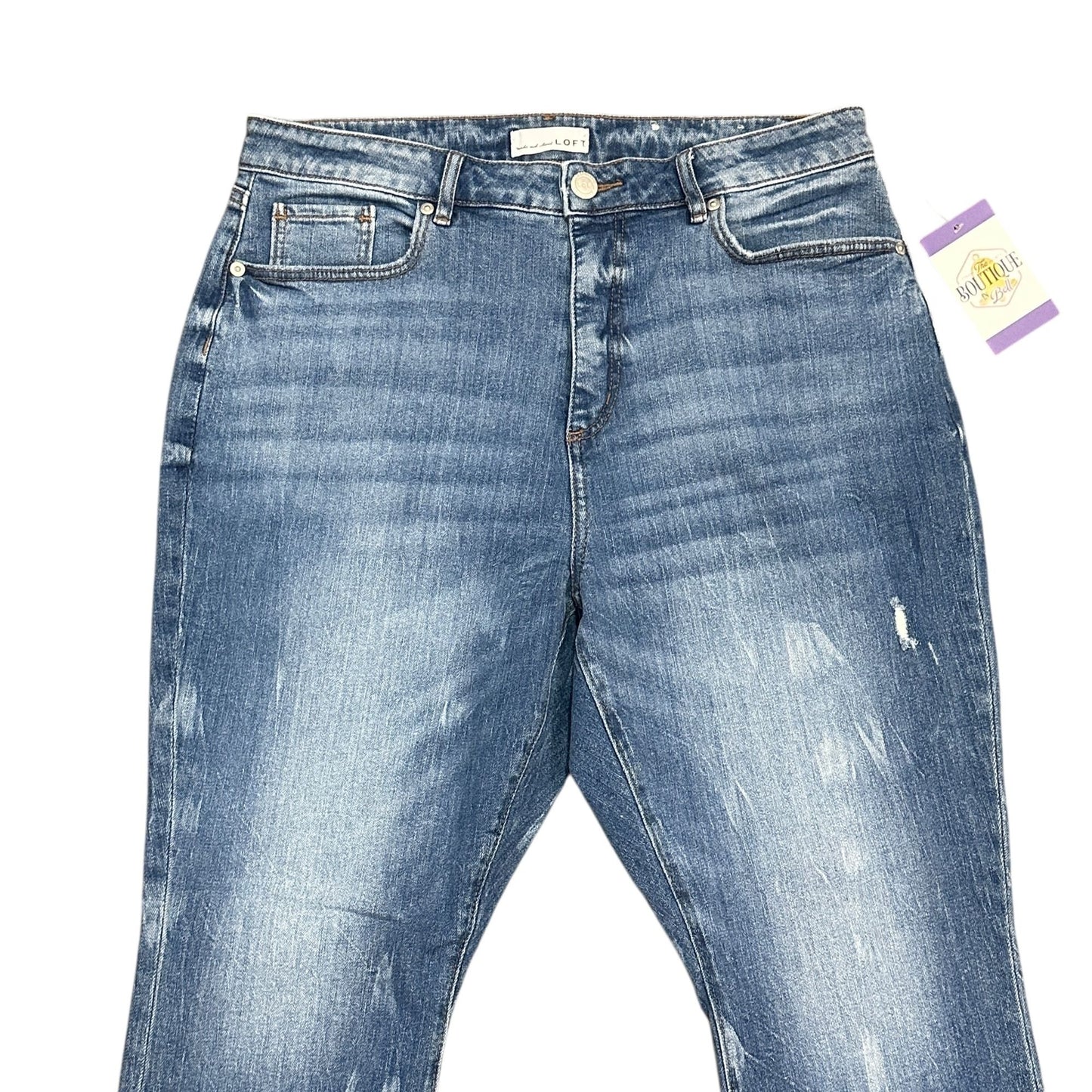 LOFT Distressed Slim Pocket Skinny Crop Jeans Womens Petite 12/31 Blue Raw Hem