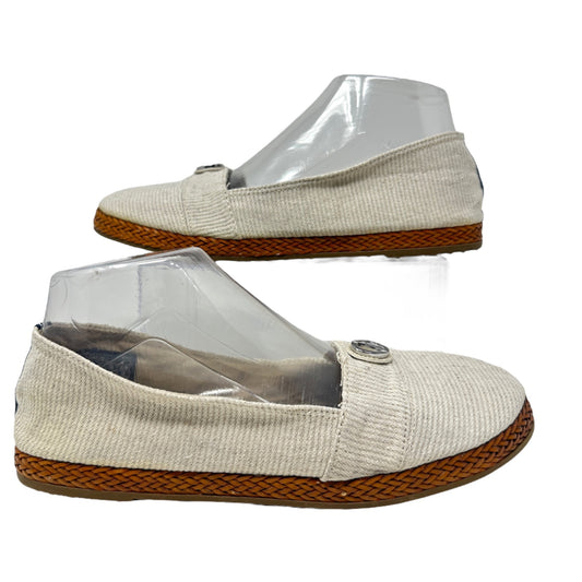 Nautica 8.5 Gammon Beige Canvas Slip-on Shoes Braided Leather Espadrilles Casual