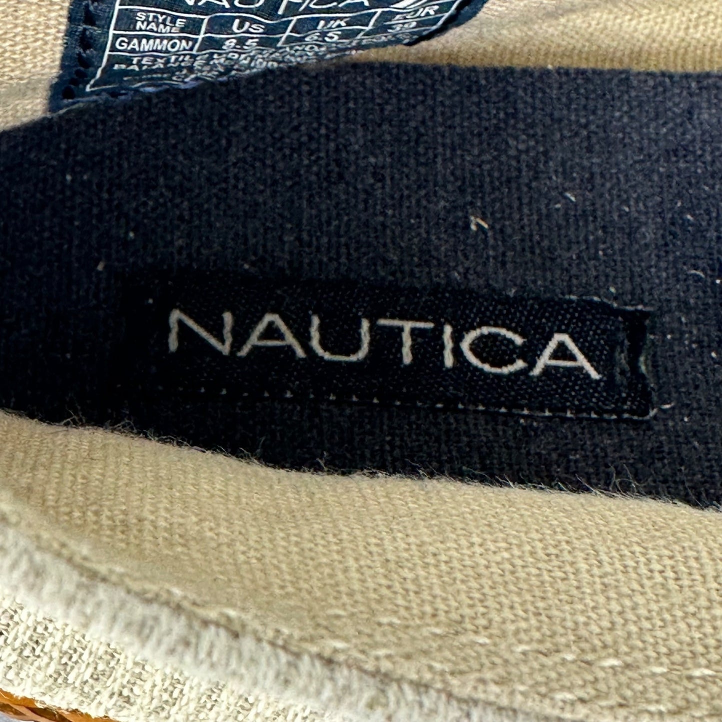 Nautica 8.5 Gammon Beige Canvas Slip-on Shoes Braided Leather Espadrilles Casual