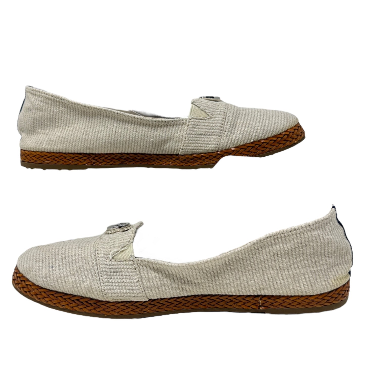 Nautica 8.5 Gammon Beige Canvas Slip-on Shoes Braided Leather Espadrilles Casual