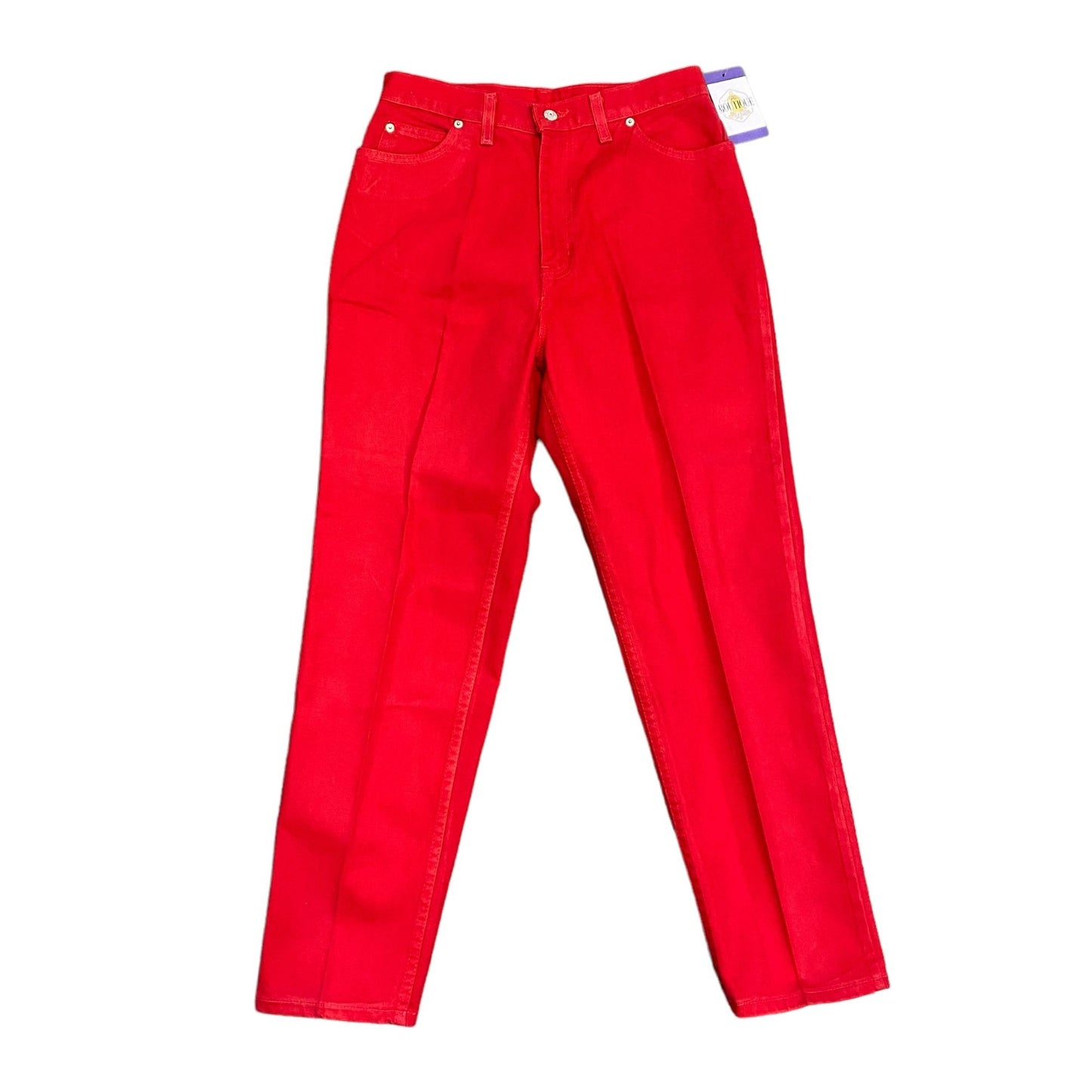 Vtg 90s Faded Glory Mom Jeans Red 12 Short High Rise Tapered Leg Preppy Colorful