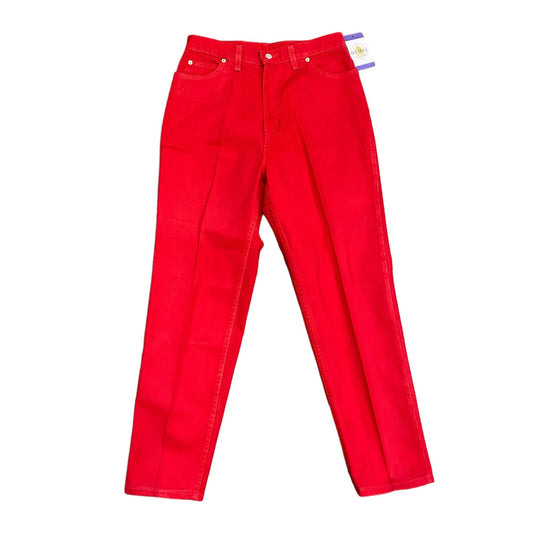 Vtg 90s Faded Glory Mom Jeans Red 12 Short High Rise Tapered Leg Preppy Colorful