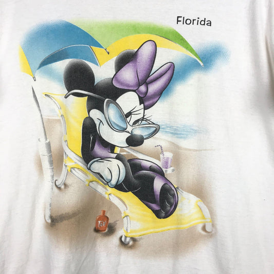 Vintage Disney Minnie Mouse Tshirt XL Beach Florida White Short Sleeve Casual