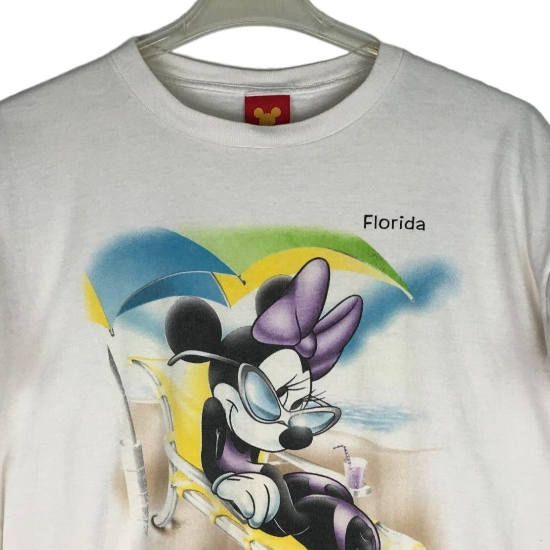 Vintage Disney Minnie Mouse Tshirt XL Beach Florida White Short Sleeve Casual