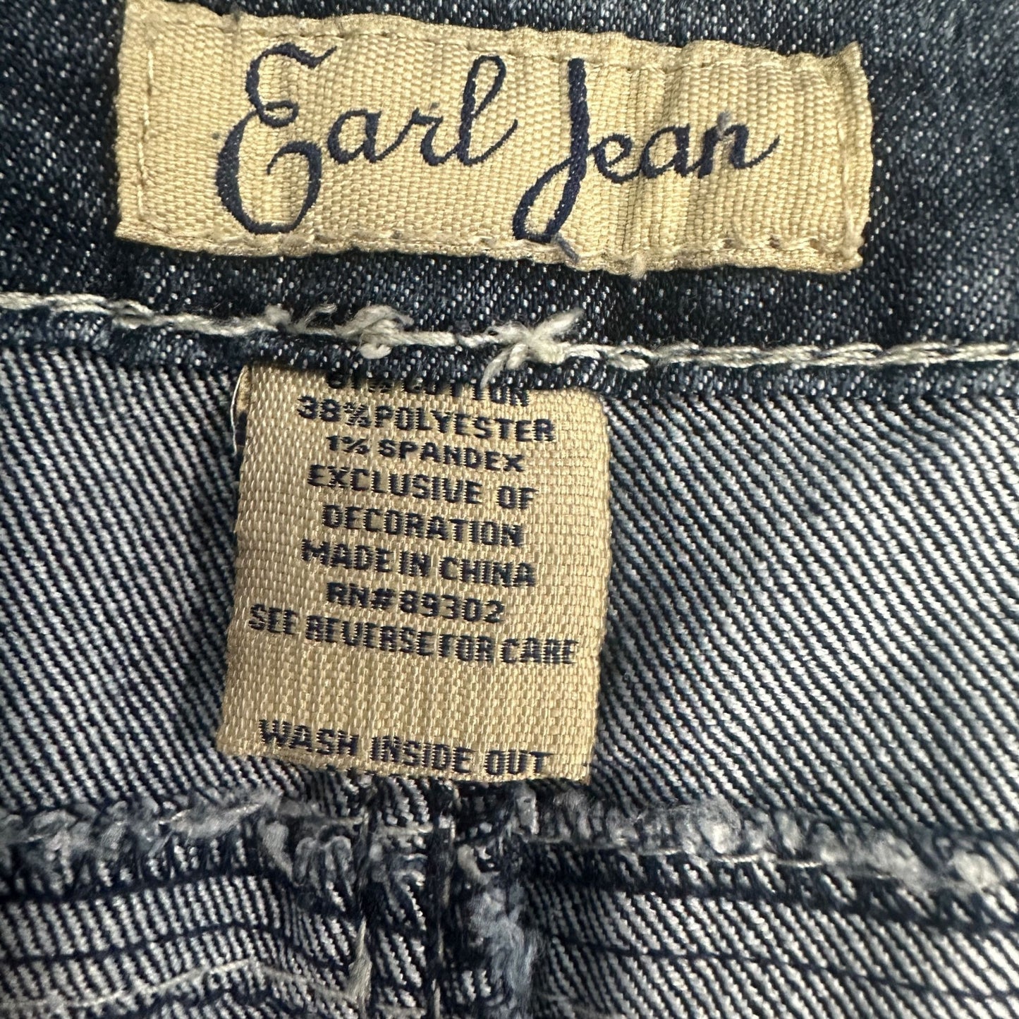 Earl Jean Womens 32 Dark Wash Stretch Shorts Rhinestone Fleur De Lis Pockets