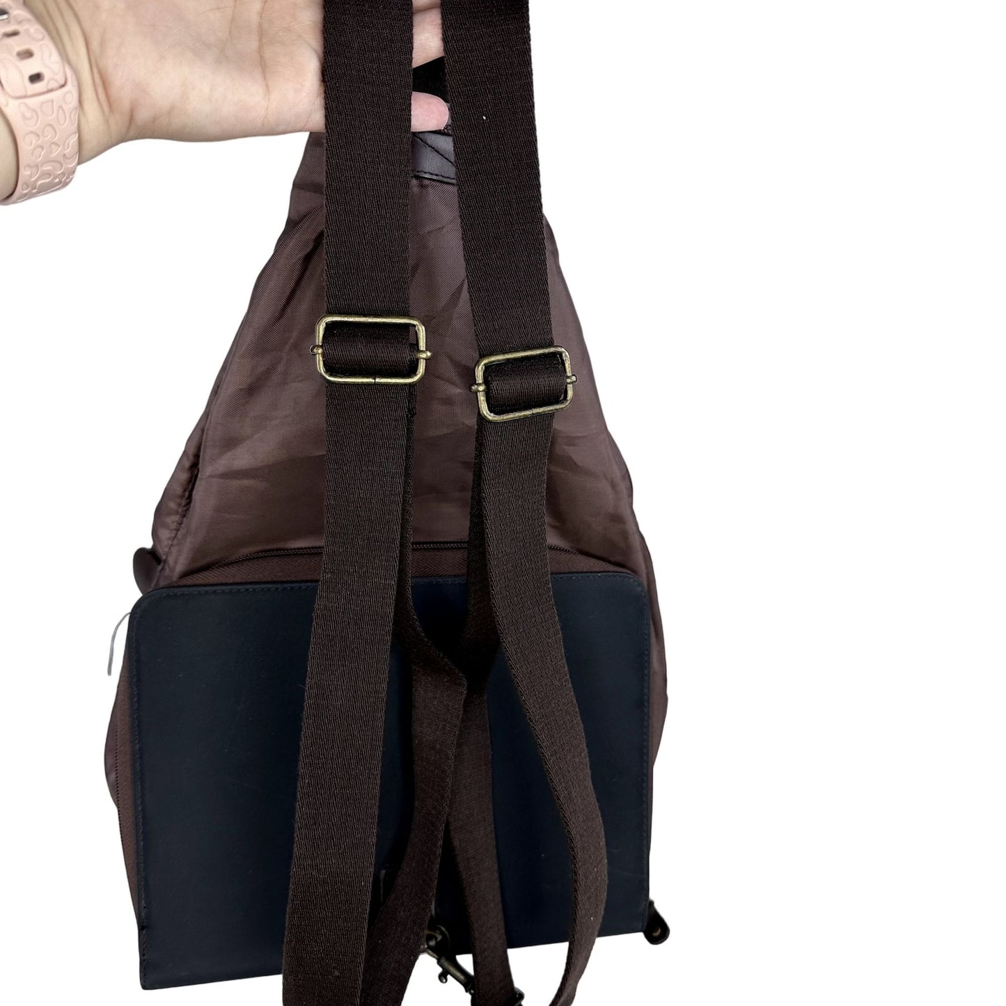 Levenger Glenroyal Chic Backpack Brown Nylon Packable Lightweight Compact Travel