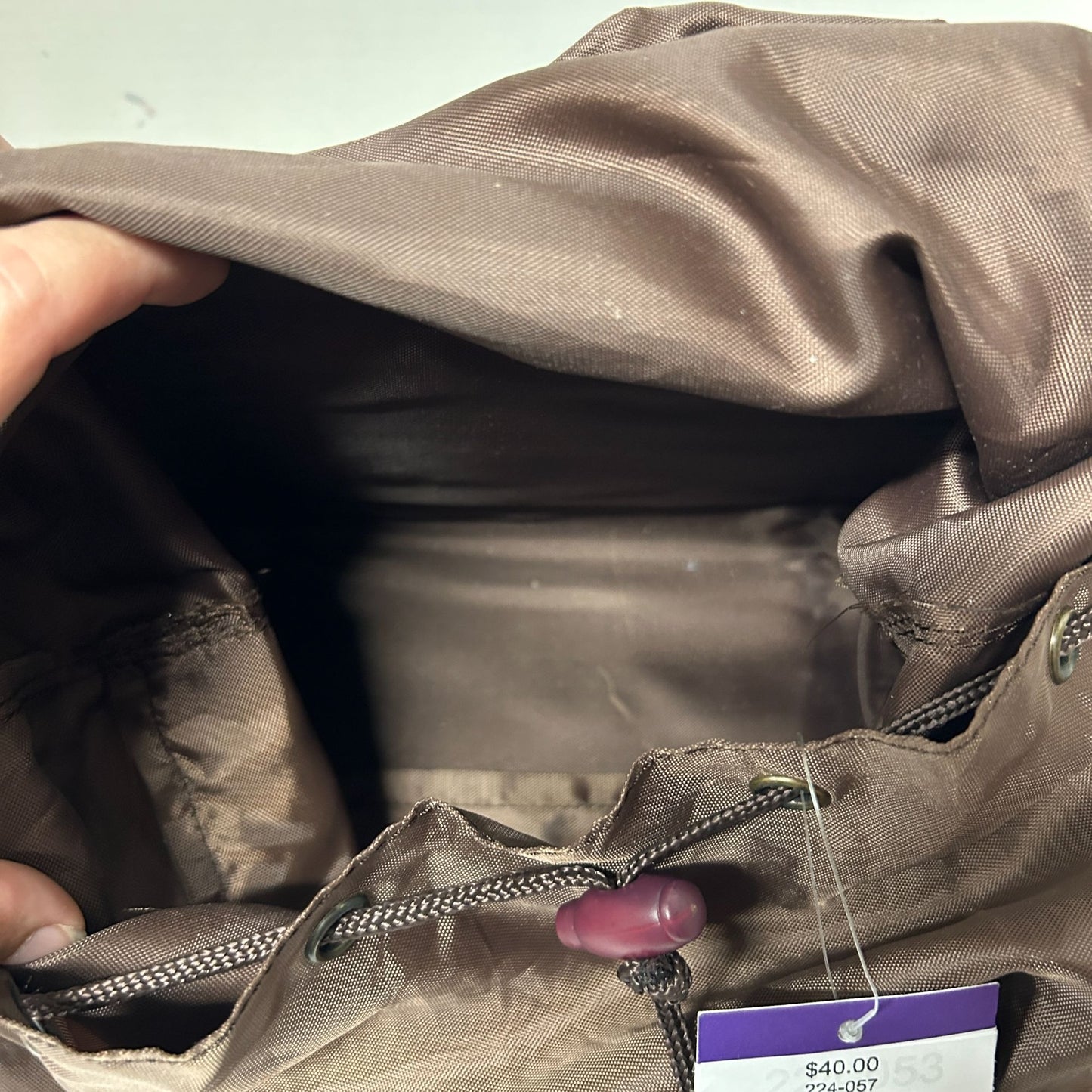 Levenger Glenroyal Chic Backpack Brown Nylon Packable Lightweight Compact Travel