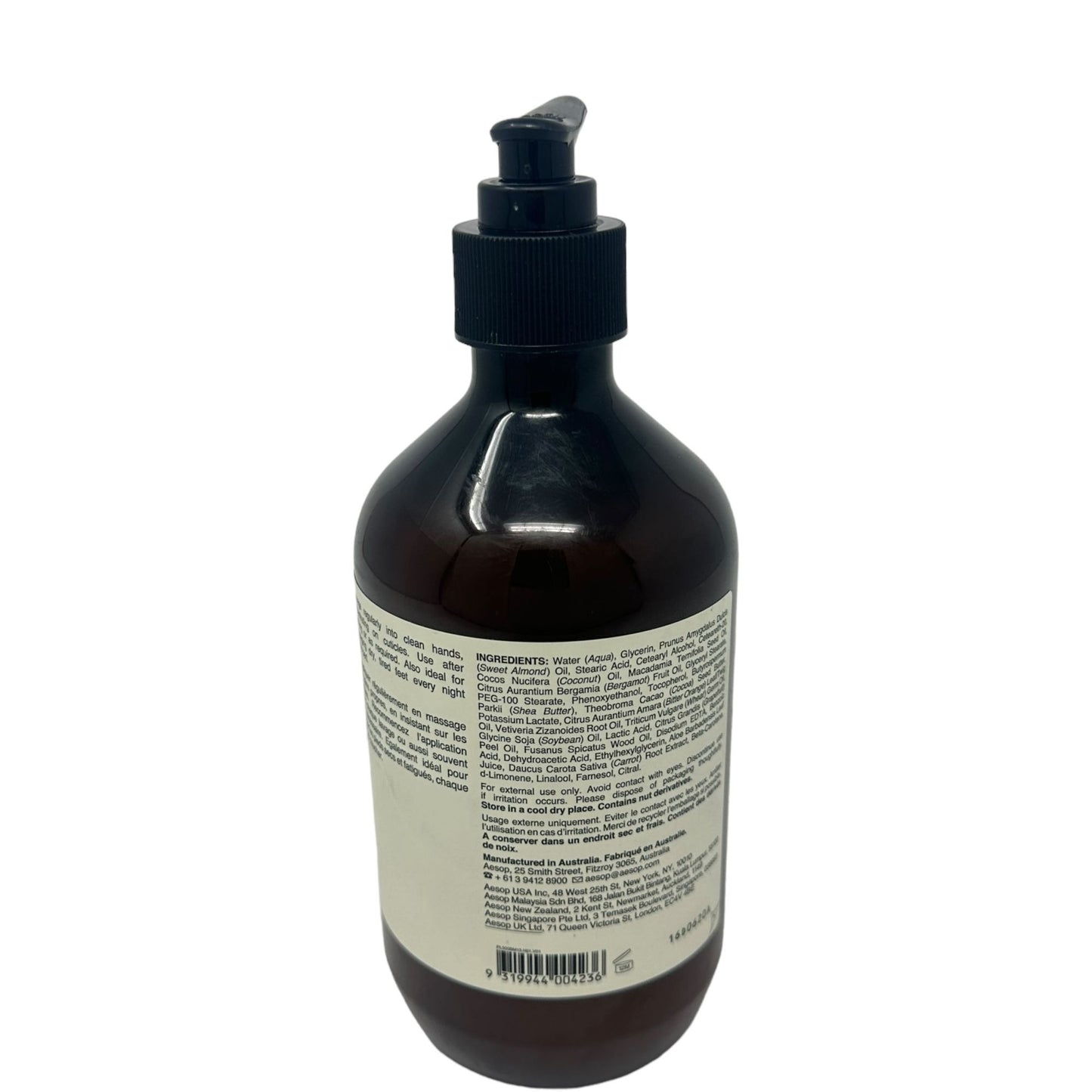 Aesop Reverence Aromatique Hand Balm Vetiver Root Petitgrain & Bergamot Rind 17.2 Oz