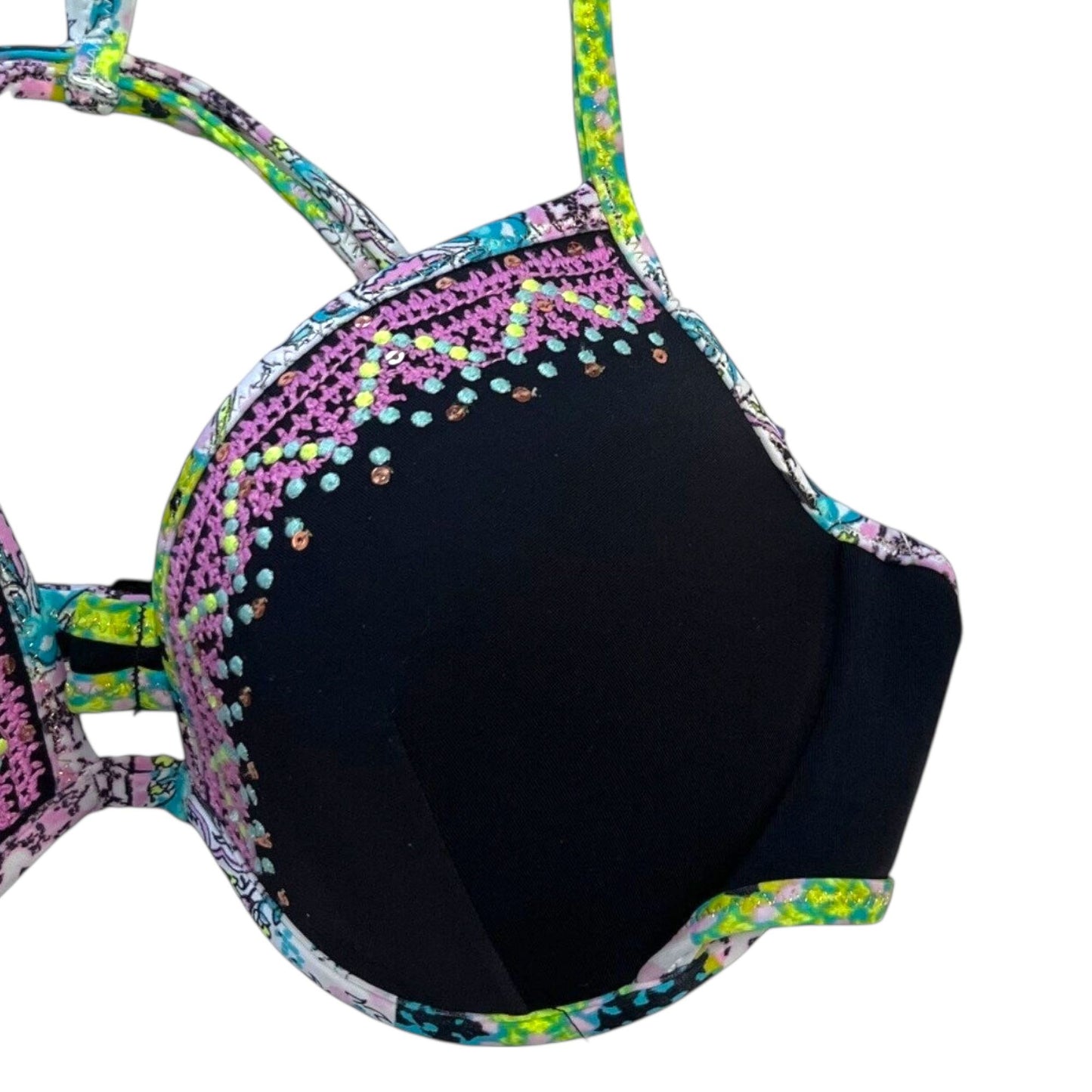 Victorias Secret 34C The Fabulous Push Up Bali Bikini Top Embroidered Sequin