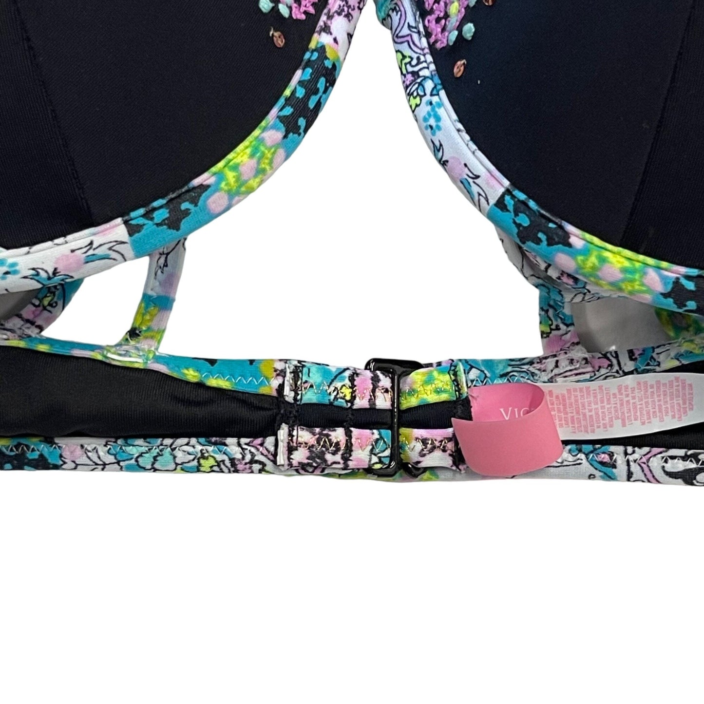 Victorias Secret 34C The Fabulous Push Up Bali Bikini Top Embroidered Sequin