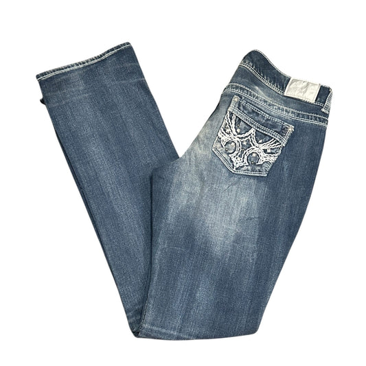 Maurices Premium Bootcut Jeans 15/16 XLong Distressed Thick Stitch Studded Glam