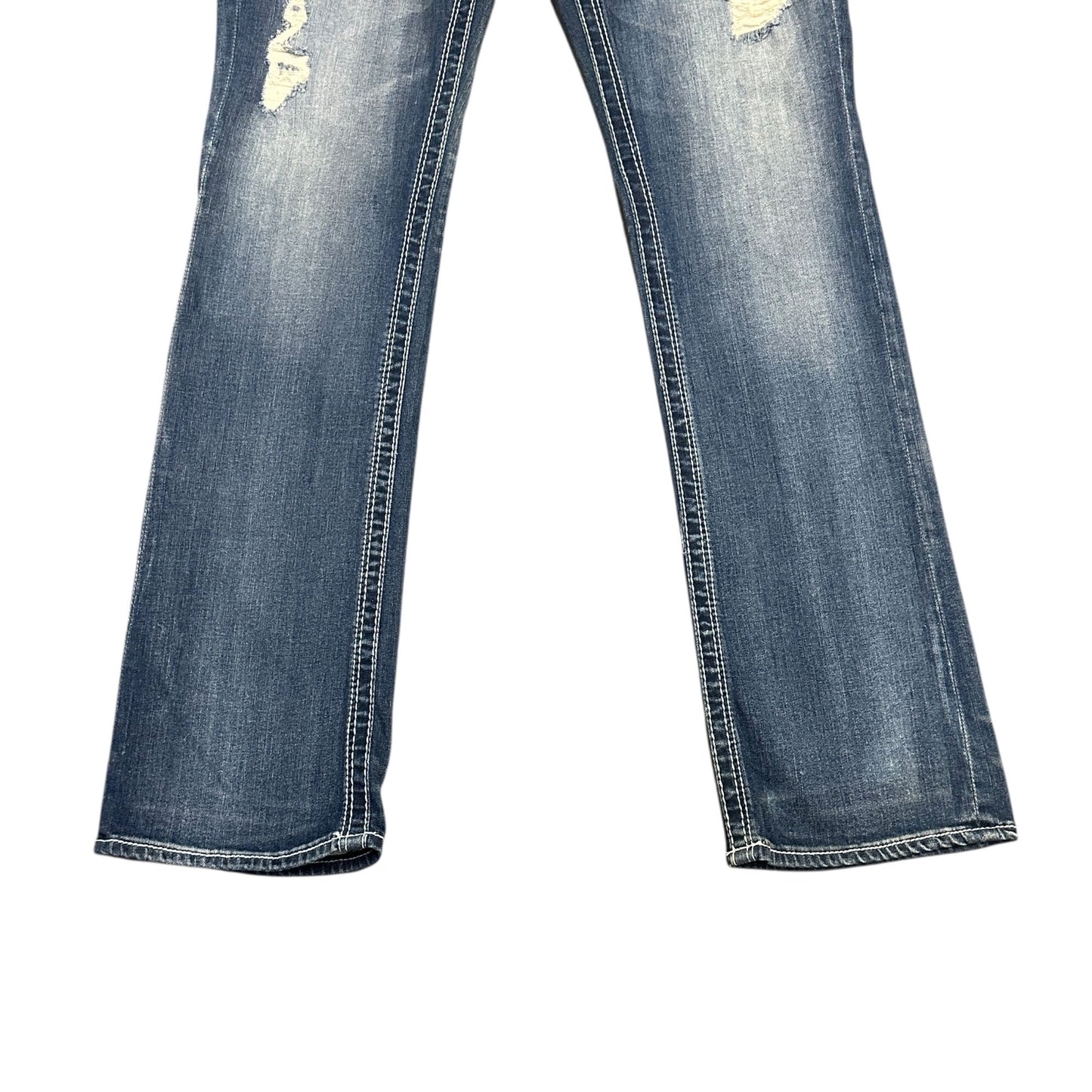 Maurices Premium Bootcut Jeans 15/16 XLong Distressed Thick Stitch Studded Glam