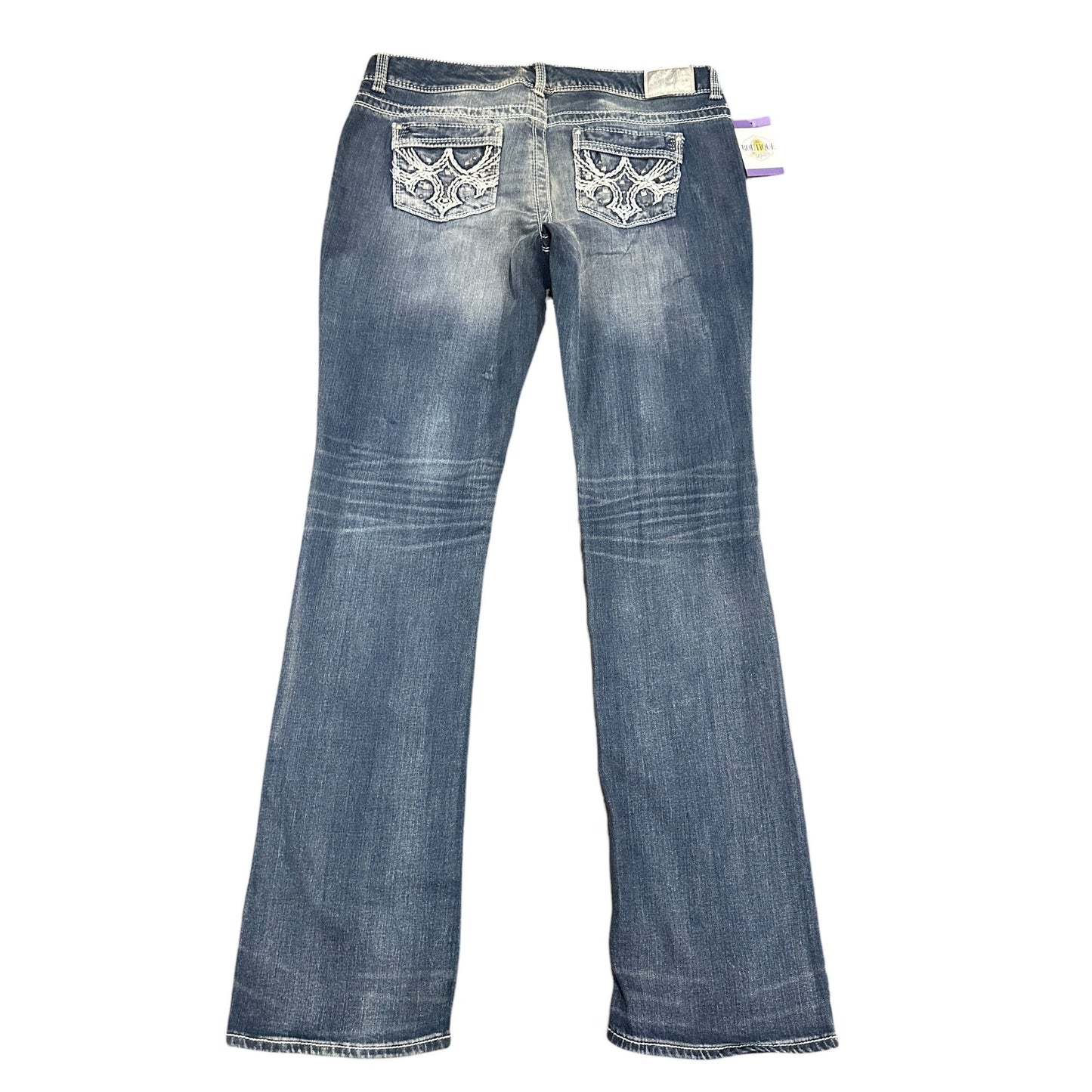 Maurices Premium Bootcut Jeans 15/16 XLong Distressed Thick Stitch Studded Glam
