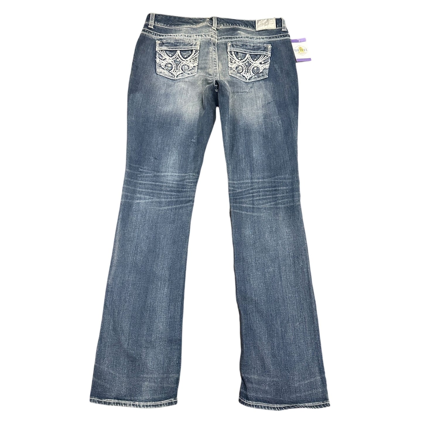 Maurices Premium Bootcut Jeans 15/16 XLong Distressed Thick Stitch Studded Glam