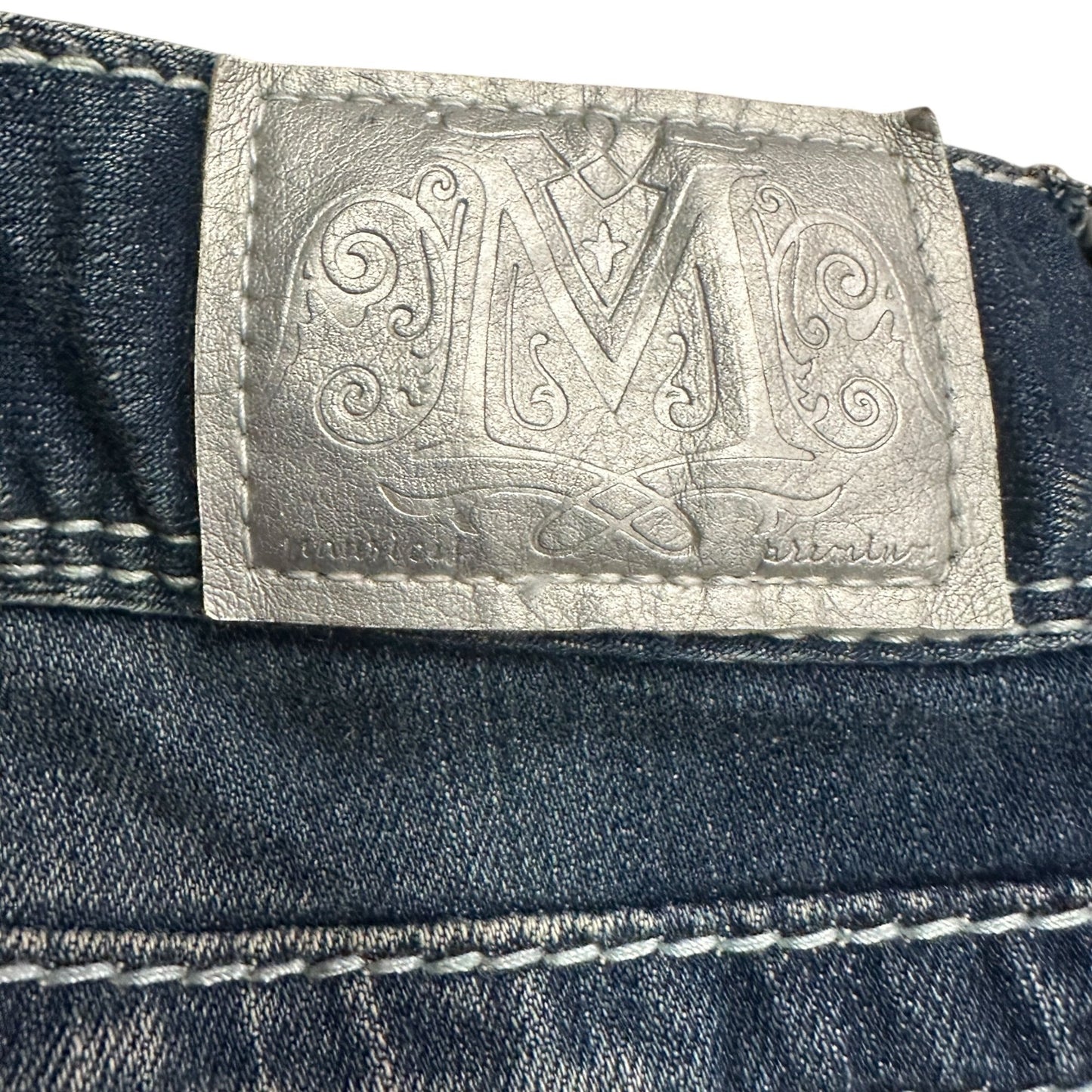 Maurices Premium Bootcut Jeans 15/16 XLong Distressed Thick Stitch Studded Glam