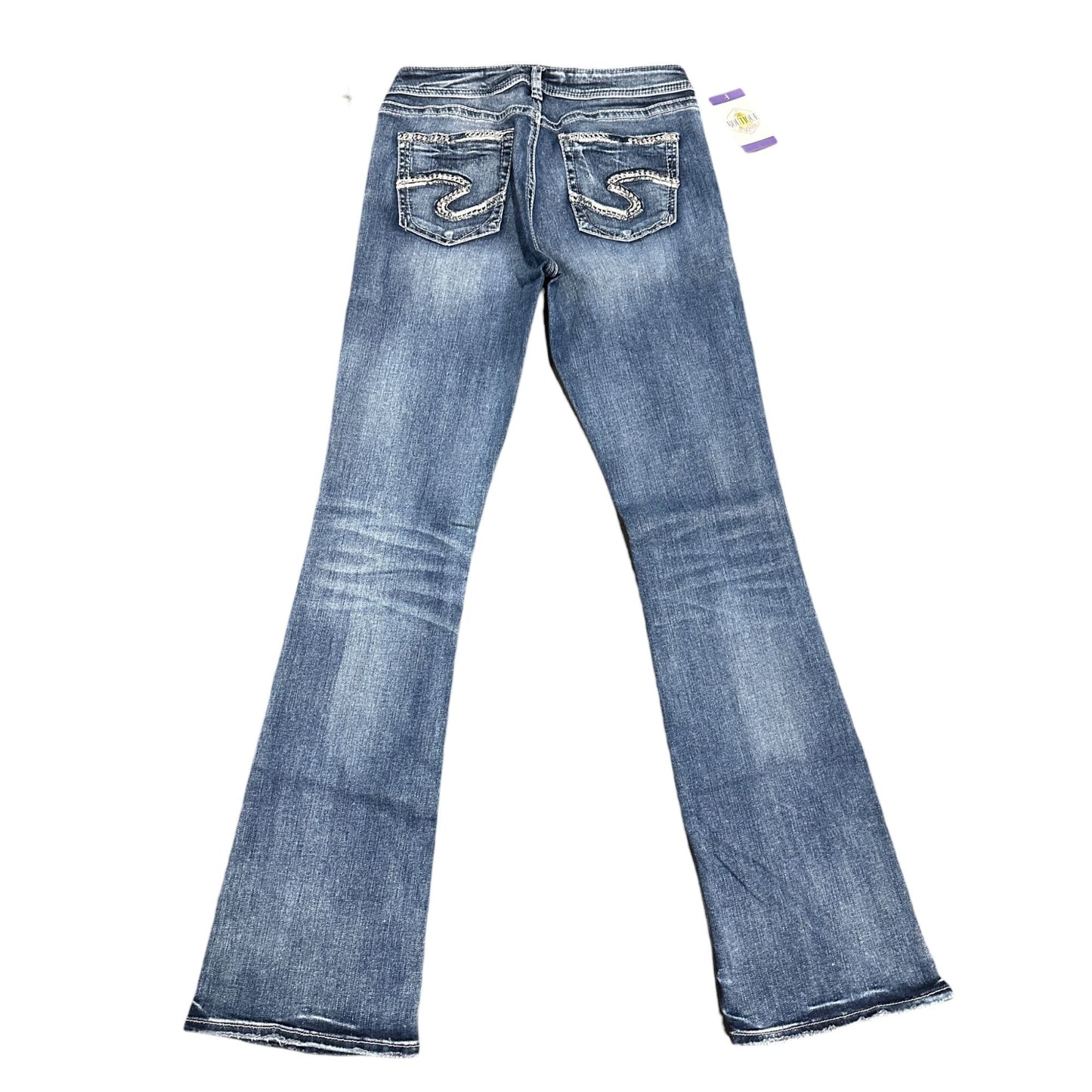 Silver Jeans Avery Bootcut Mid Rise Jeans Distressed Thick Stitch Womens 29X34.5