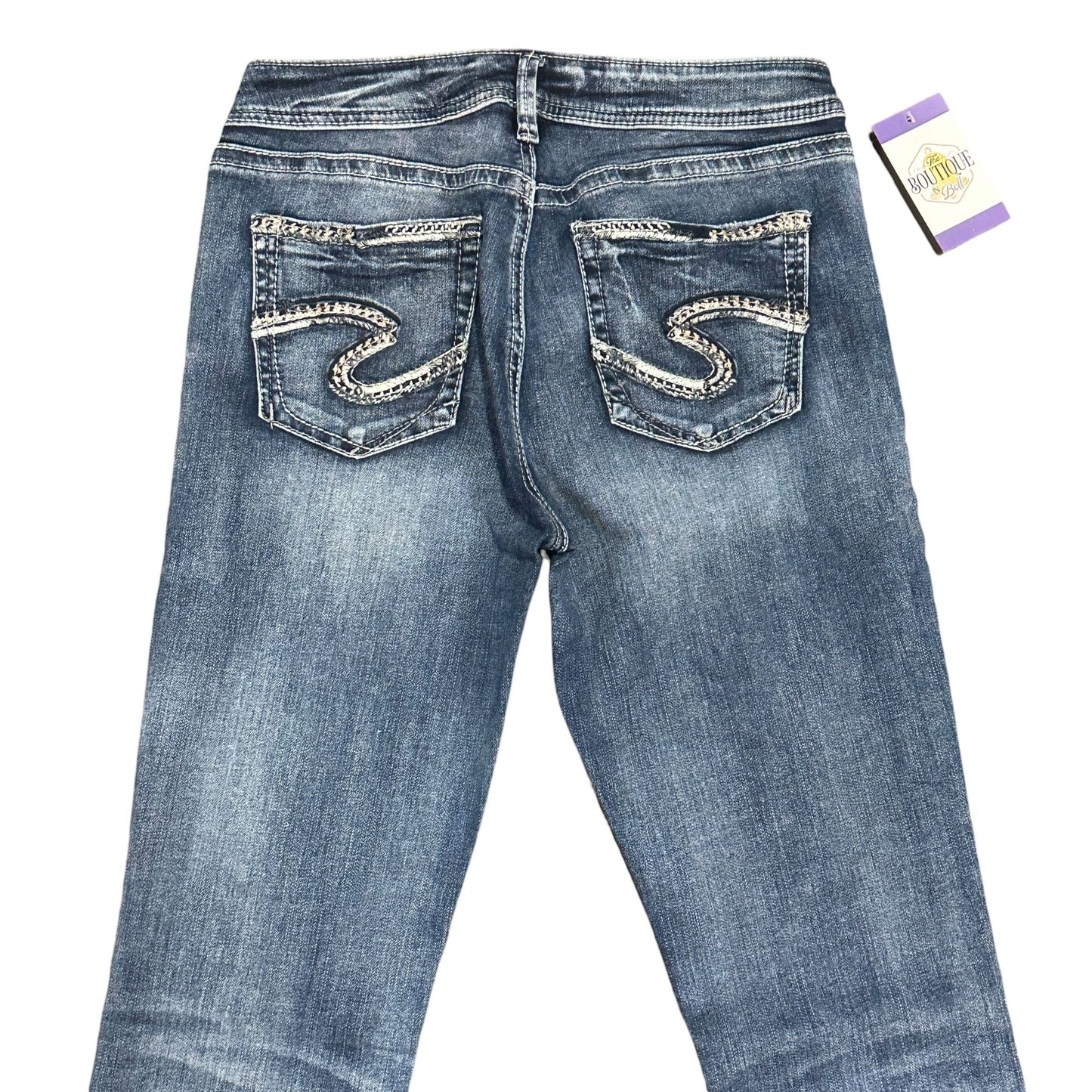 Silver Jeans Avery Bootcut Mid Rise Jeans Distressed Thick Stitch Womens 29X34.5