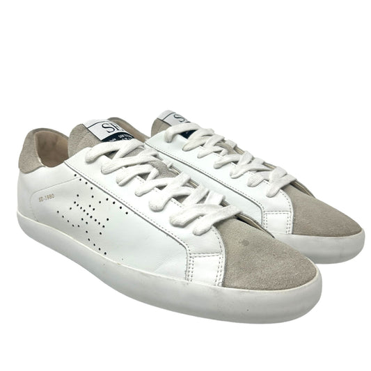 Sam Edelman Leather Lace Up Fashion Sneakers Womens 10M White Grey Low Top