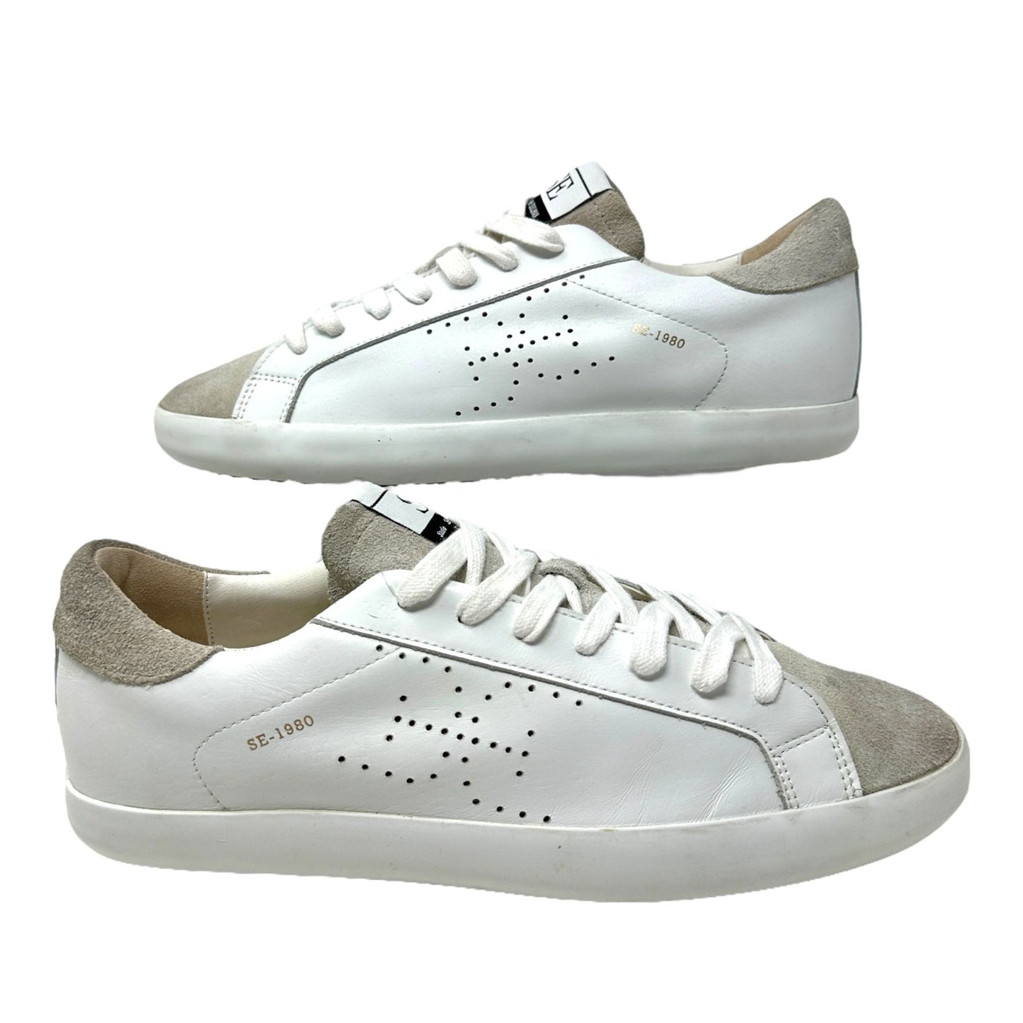 Sam Edelman Leather Lace Up Fashion Sneakers Womens 10M White Grey Low Top