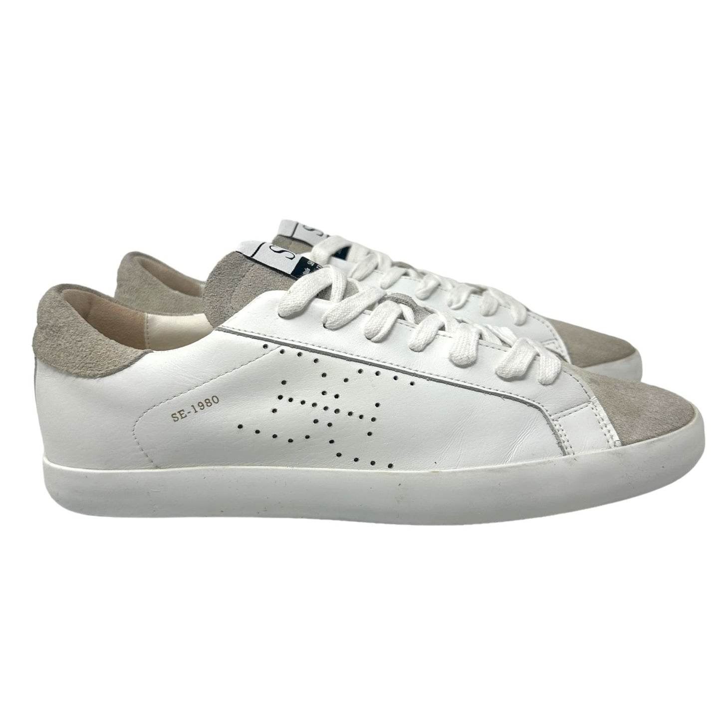 Sam Edelman Leather Lace Up Fashion Sneakers Womens 10M White Grey Low Top