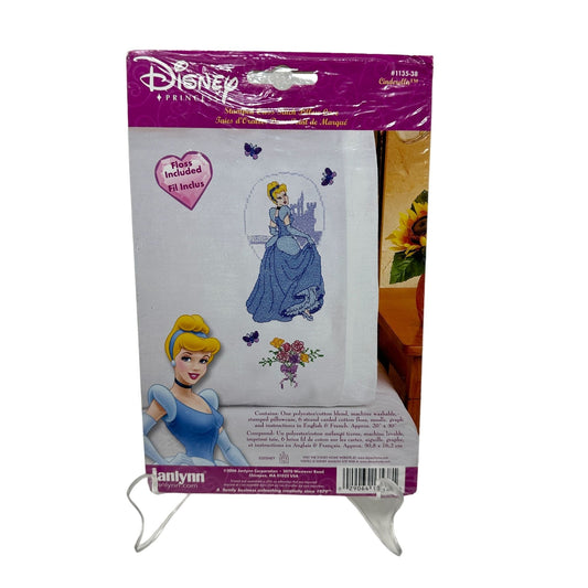 NEW Disney Princess Stamped Cross Stitch Kit Cinderella Pillowcase 20" x 30"