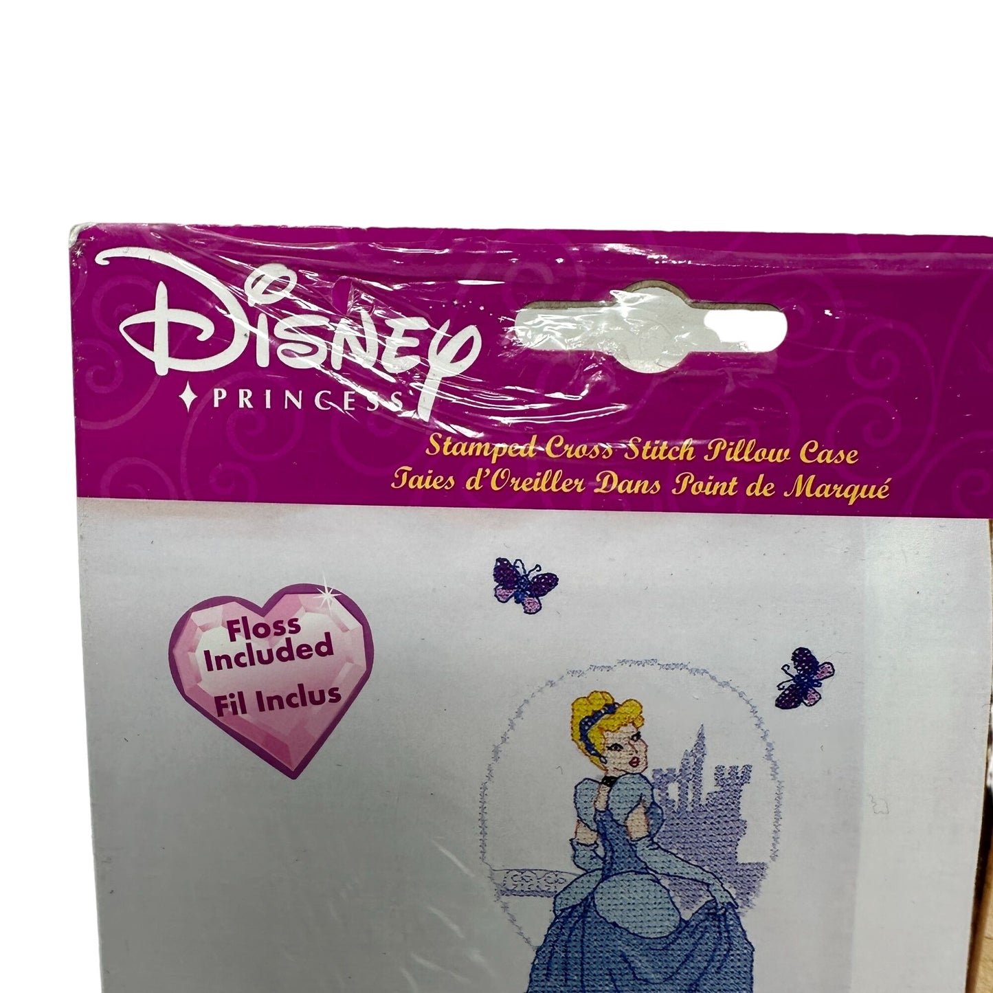 NEW Disney Princess Stamped Cross Stitch Kit Cinderella Pillowcase 20" x 30"
