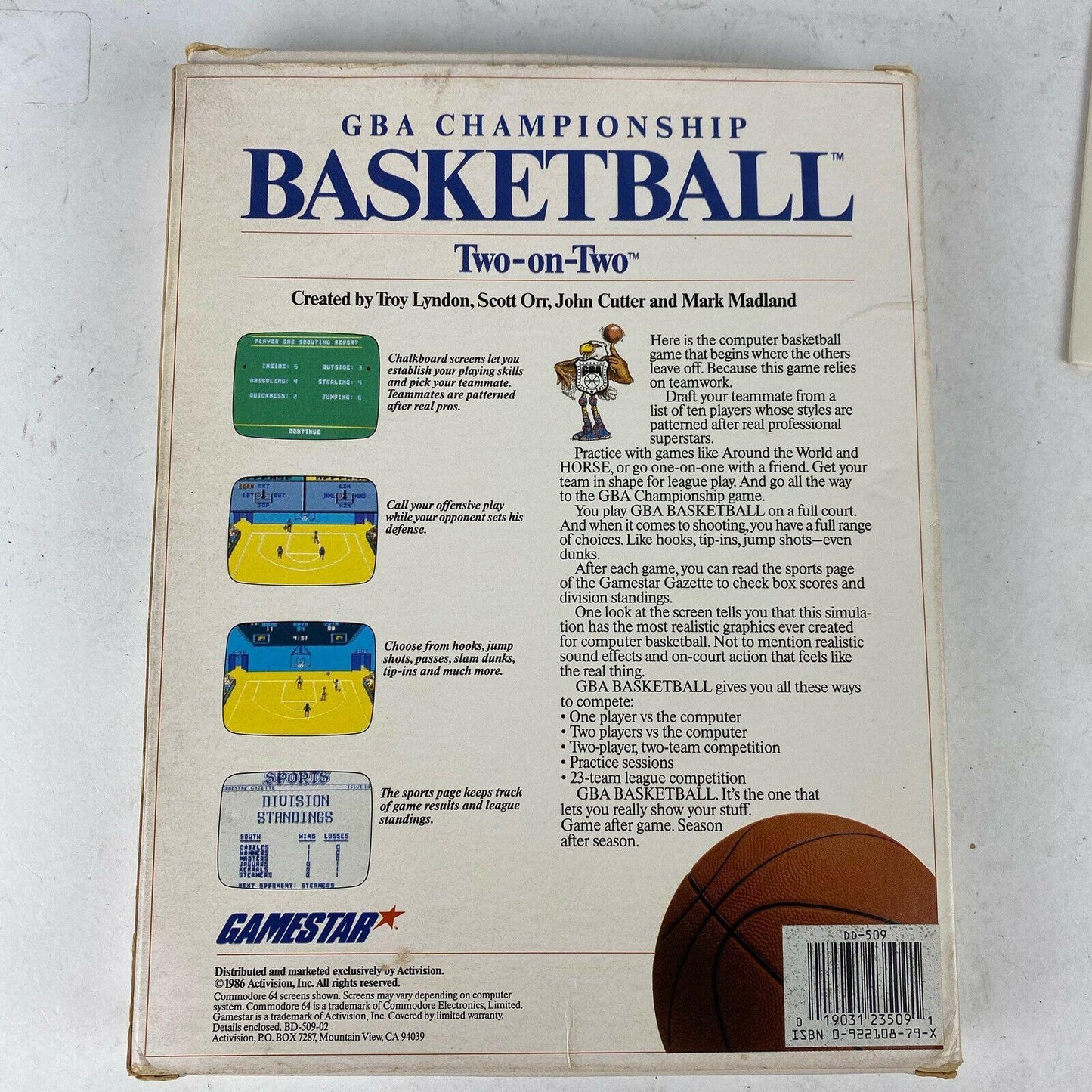 GBA Championship Basketball Two-On-Two Commodore 64/128 Game By Gamestar