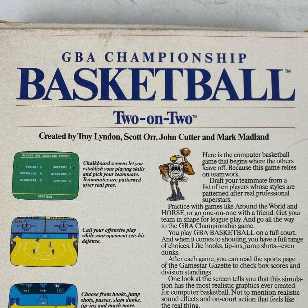GBA Championship Basketball Two-On-Two Commodore 64/128 Game By Gamestar