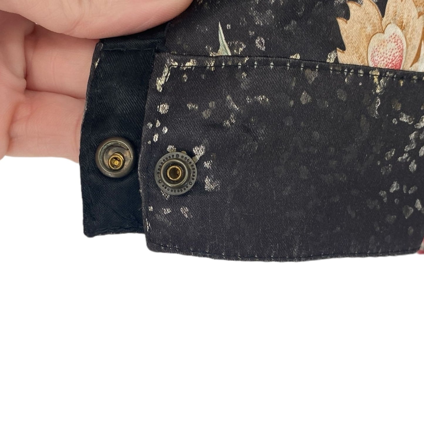 Vtg 80s Reversible Satin Bomber Jacket XL Black Floral Nonnacore Granny Chic