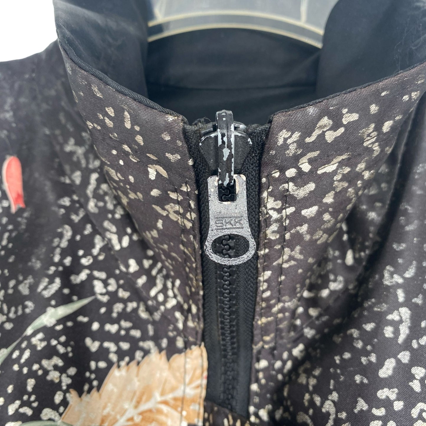 Vtg 80s Reversible Satin Bomber Jacket XL Black Floral Nonnacore Granny Chic